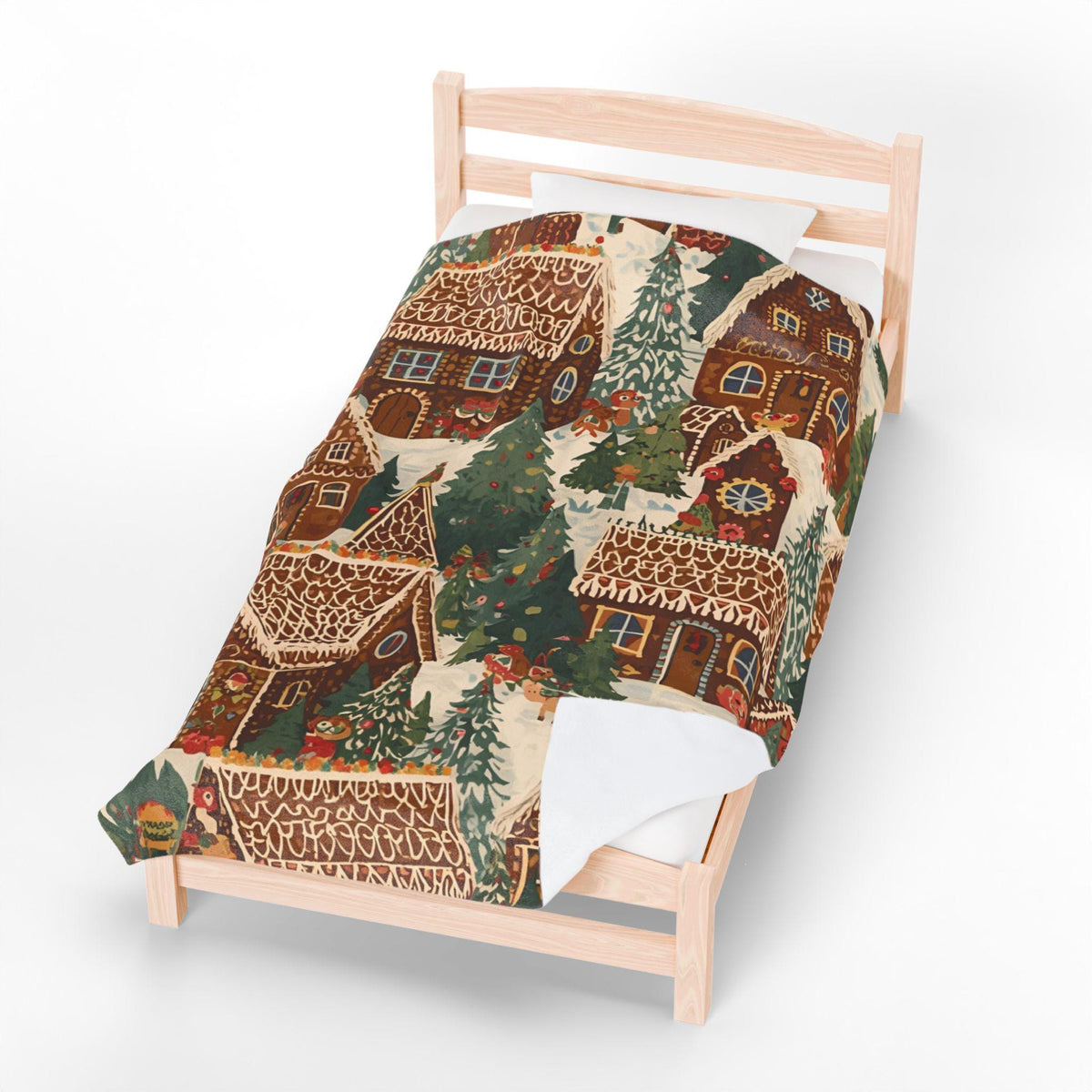 Whimsical Gingerbread House Winter Velveteen Plush Blanket | Cozy Christmas Throw | Soft Plush Blanket Gift | Holiday Home Decor