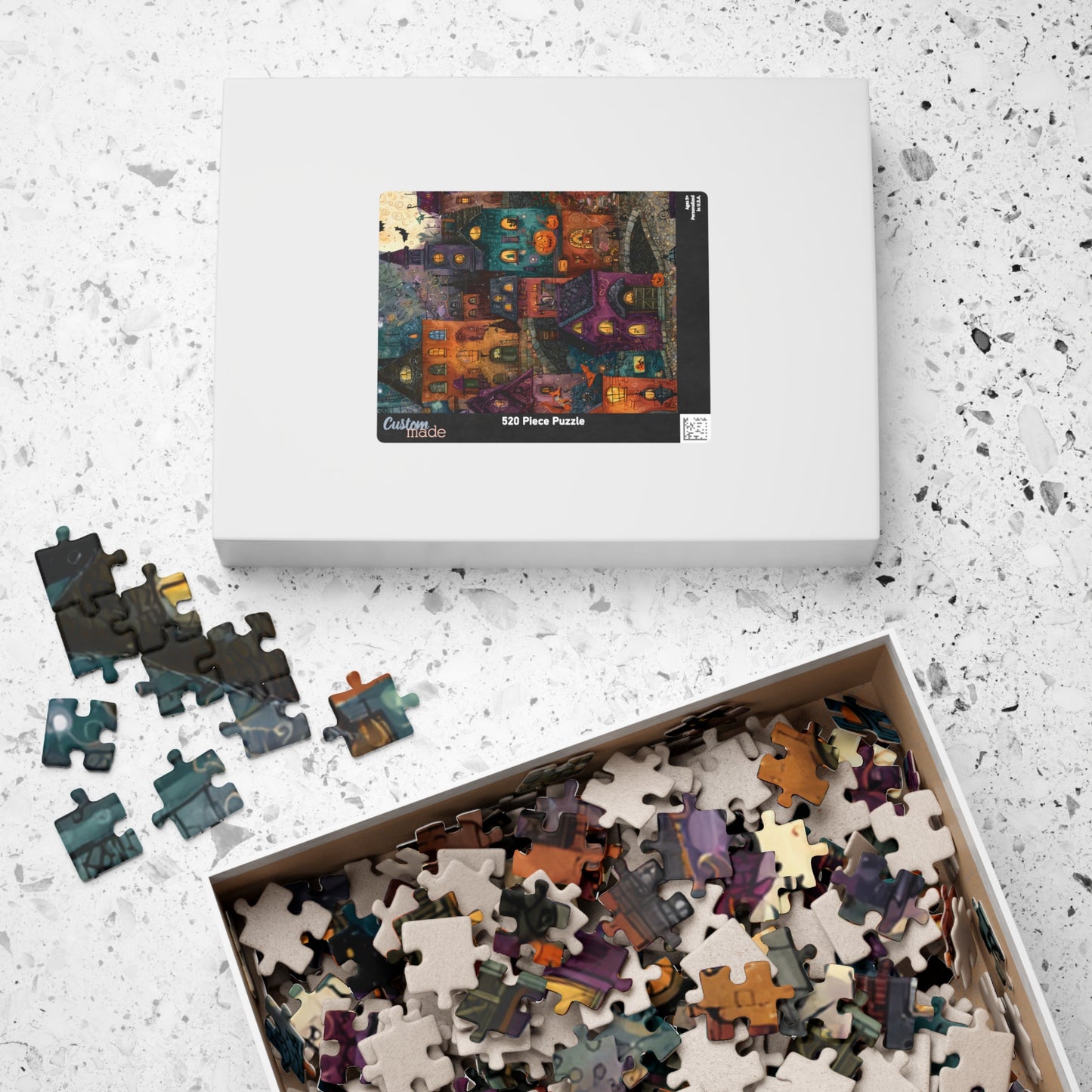 Spookington Village Puzzle Collection, Whimsical & Spooky Halloween Town Jigsaw for Family Fun, Spooky Atmosphere, Halloween Puzzle Gift