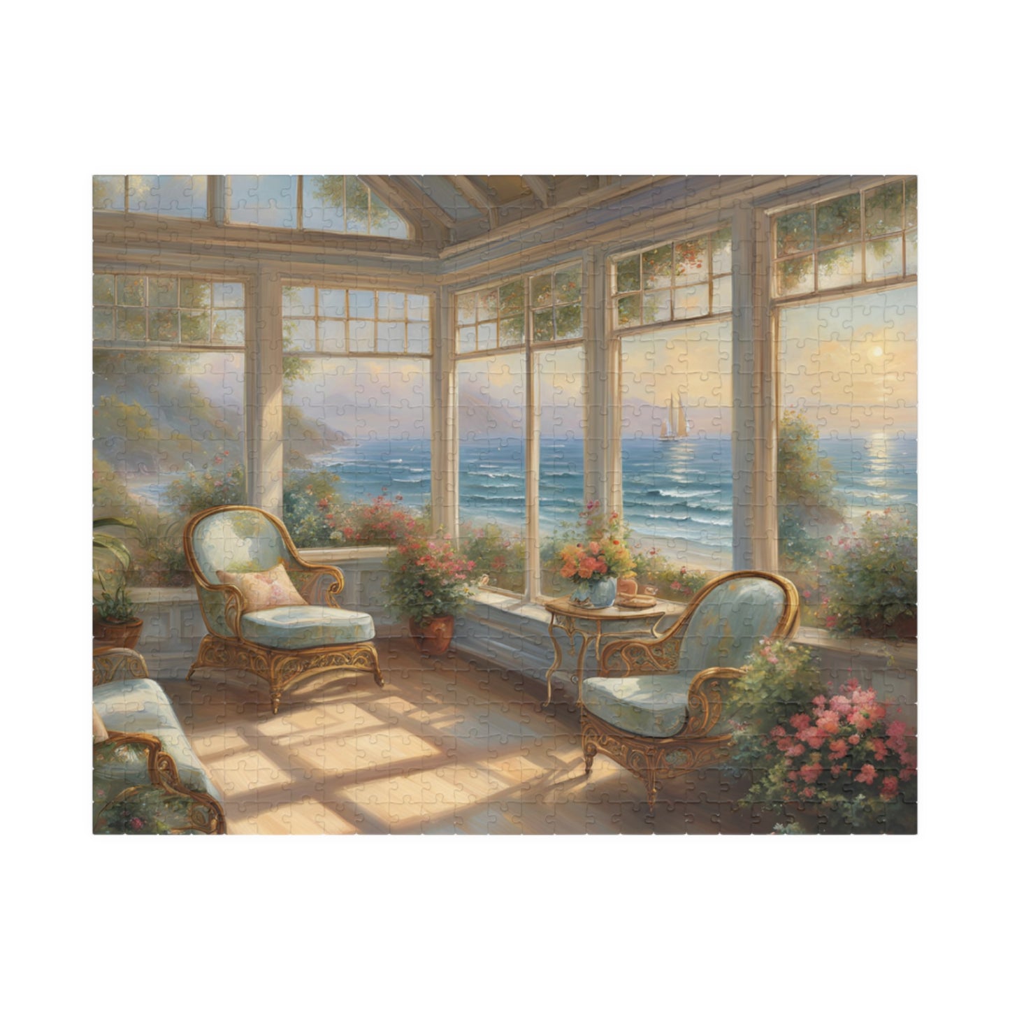 Coastal Sunroom Bliss: A Serene Seaside Escape Puzzle (110, 252, 520, 1014-piece)