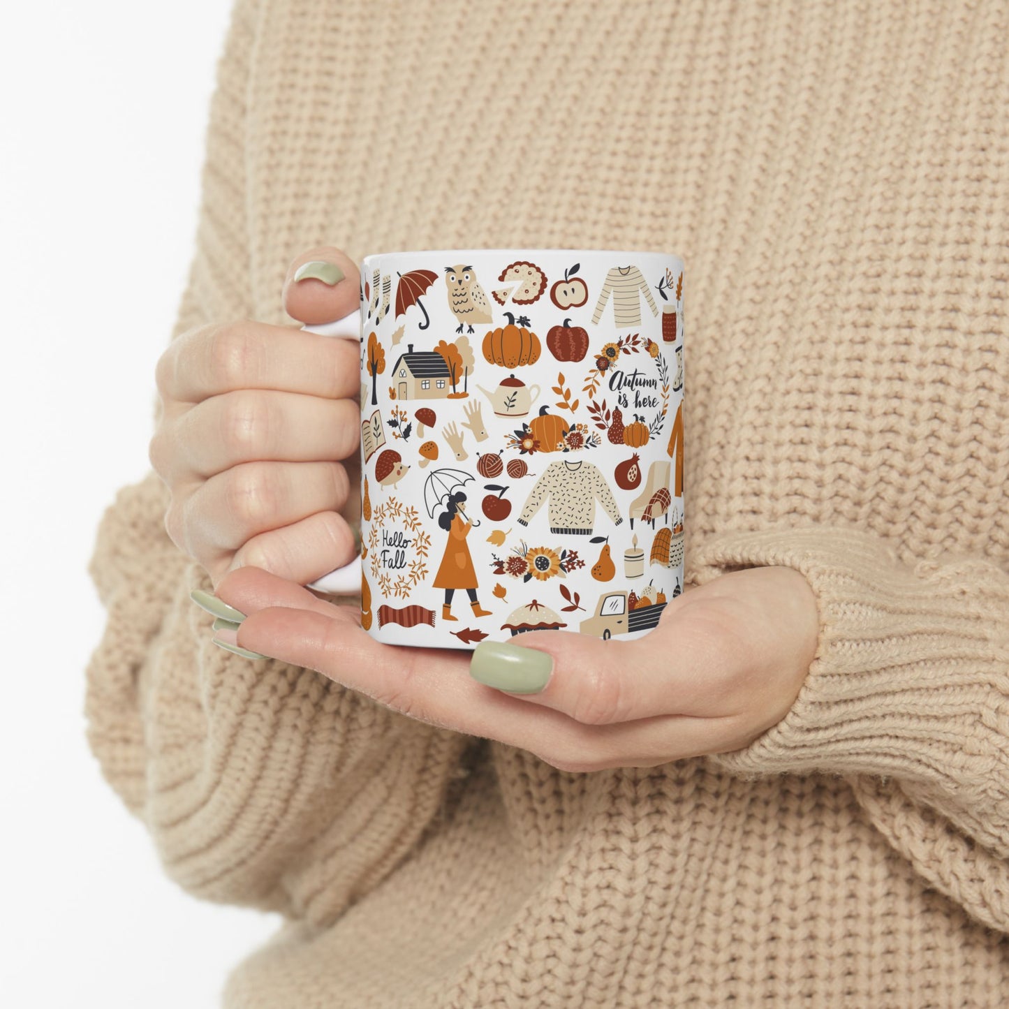 Cozy Autumn Ceramic Mug, Fall Coffee Cup, Pumpkin Spice Gift, Seasonal Kitchen Decor, Cute Fox Design, Perfect For Fall Celebrations