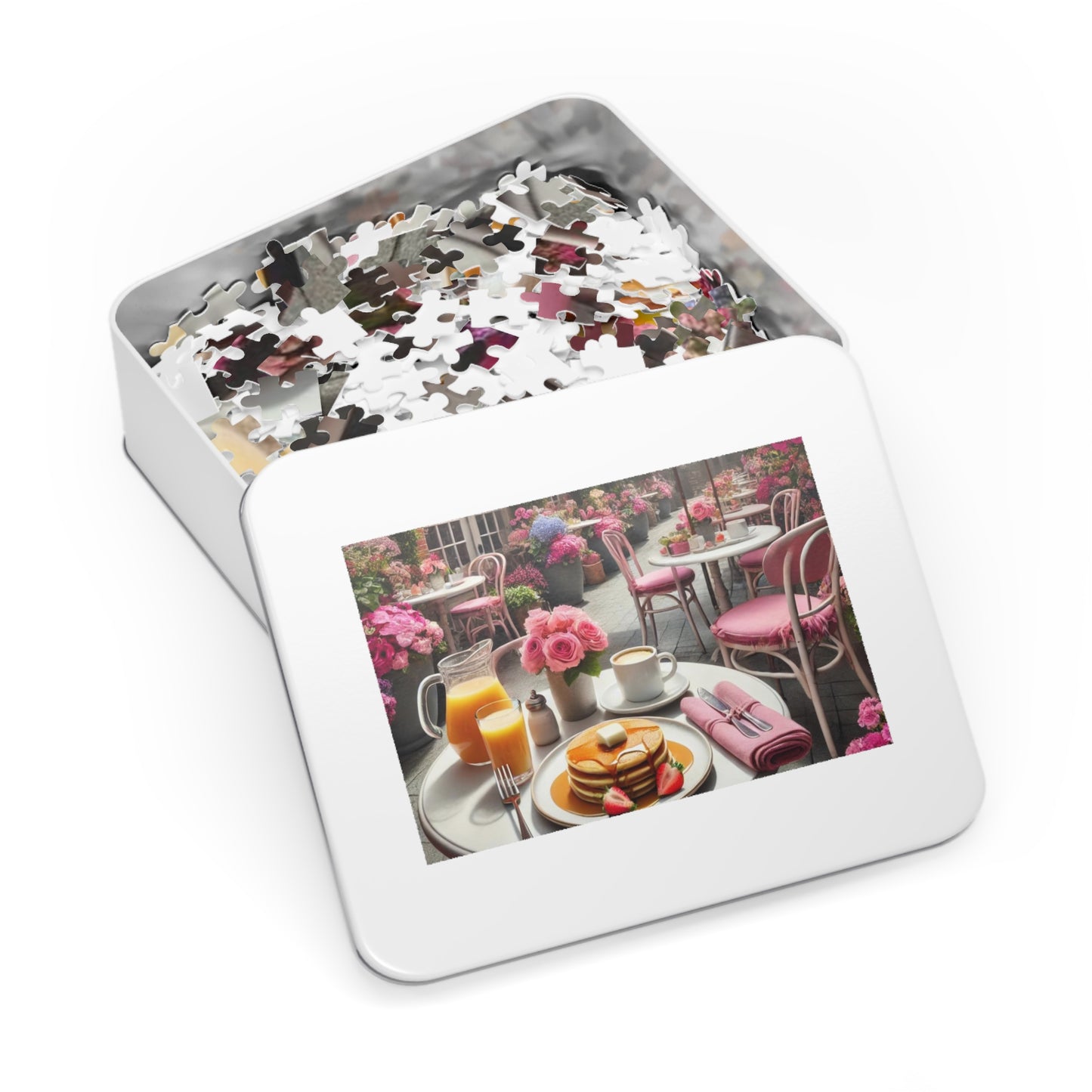 Blooming Café Bliss: Pancakes In Paradise- Jigsaw Puzzle
