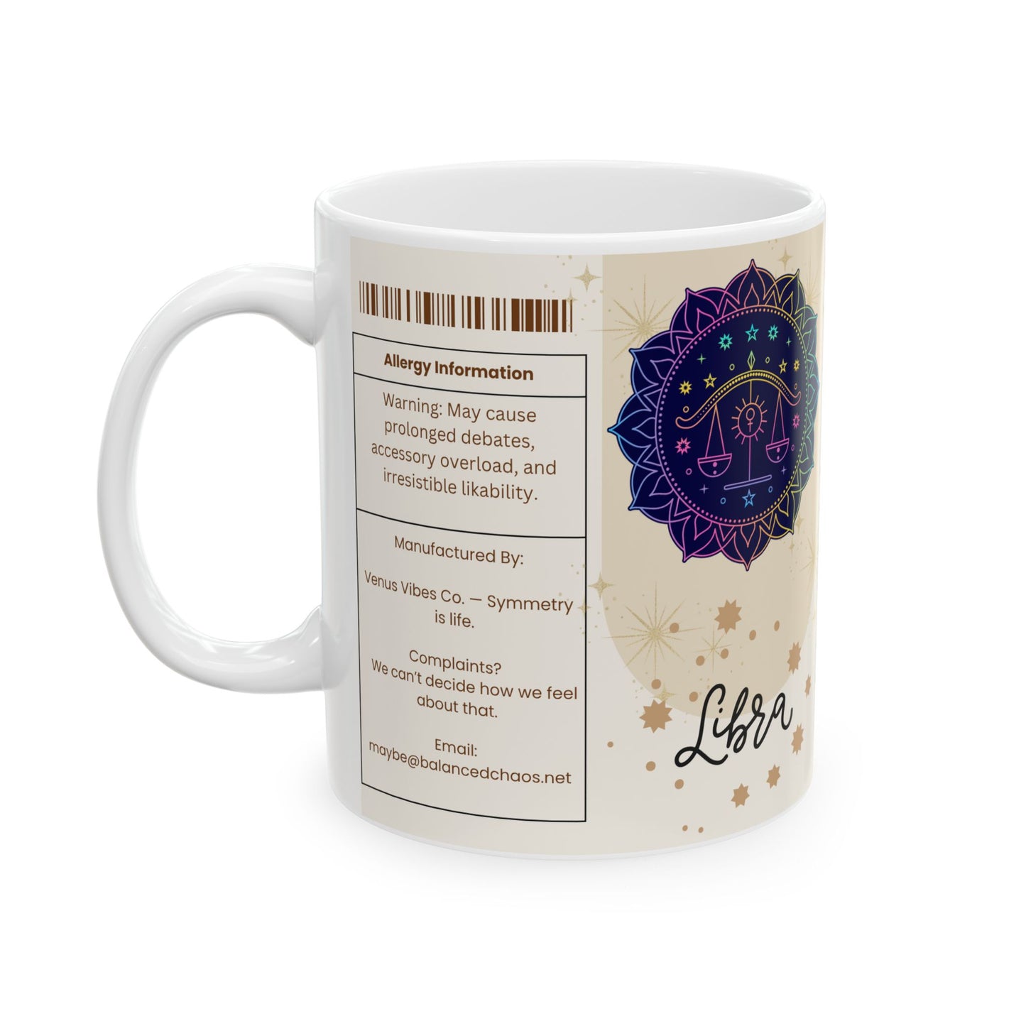 Libra Zodiac Ceramic Mug | Astrology Gift, Horoscope Mug, Spiritual Drinkware, Astrology Kitchen Decor, Personalized Birthday Gift