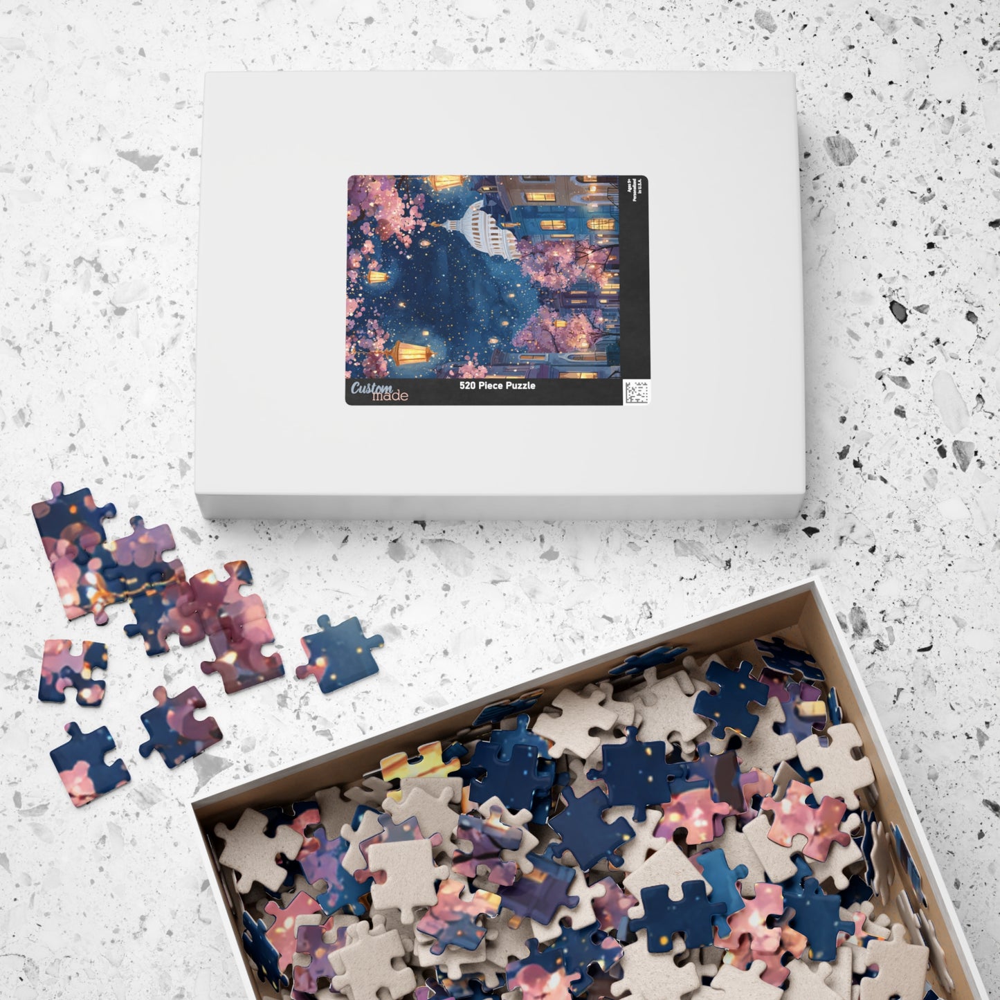 Cherry Blossom Night Skyline Puzzle — Washington Capitol Evening Jigsaw (110–1014 pcs)