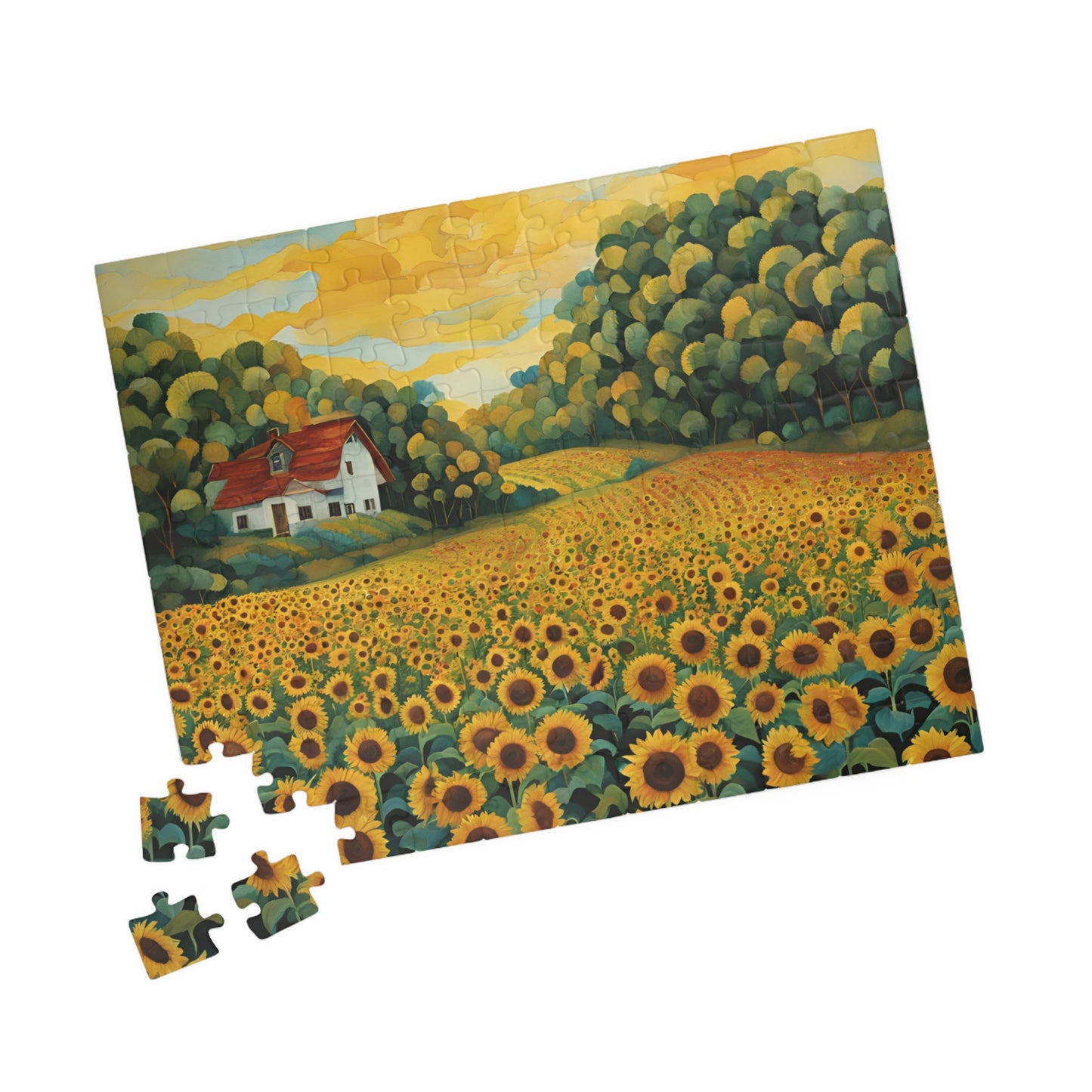 Sunflower Serenity A Countryside Escape Puzzle, 110, 252, 520, 1014-piece