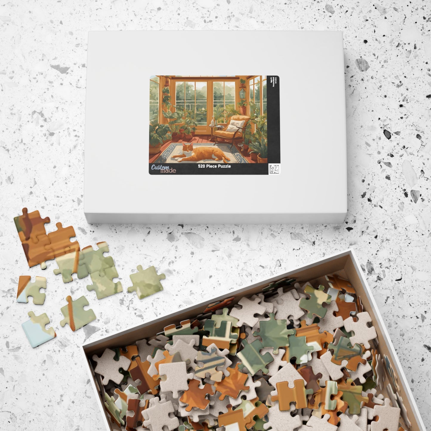 Sunlit Serenity: Orange Cat in a Cozy Sunroom Puzzle- Perfect for Cat Lovers
