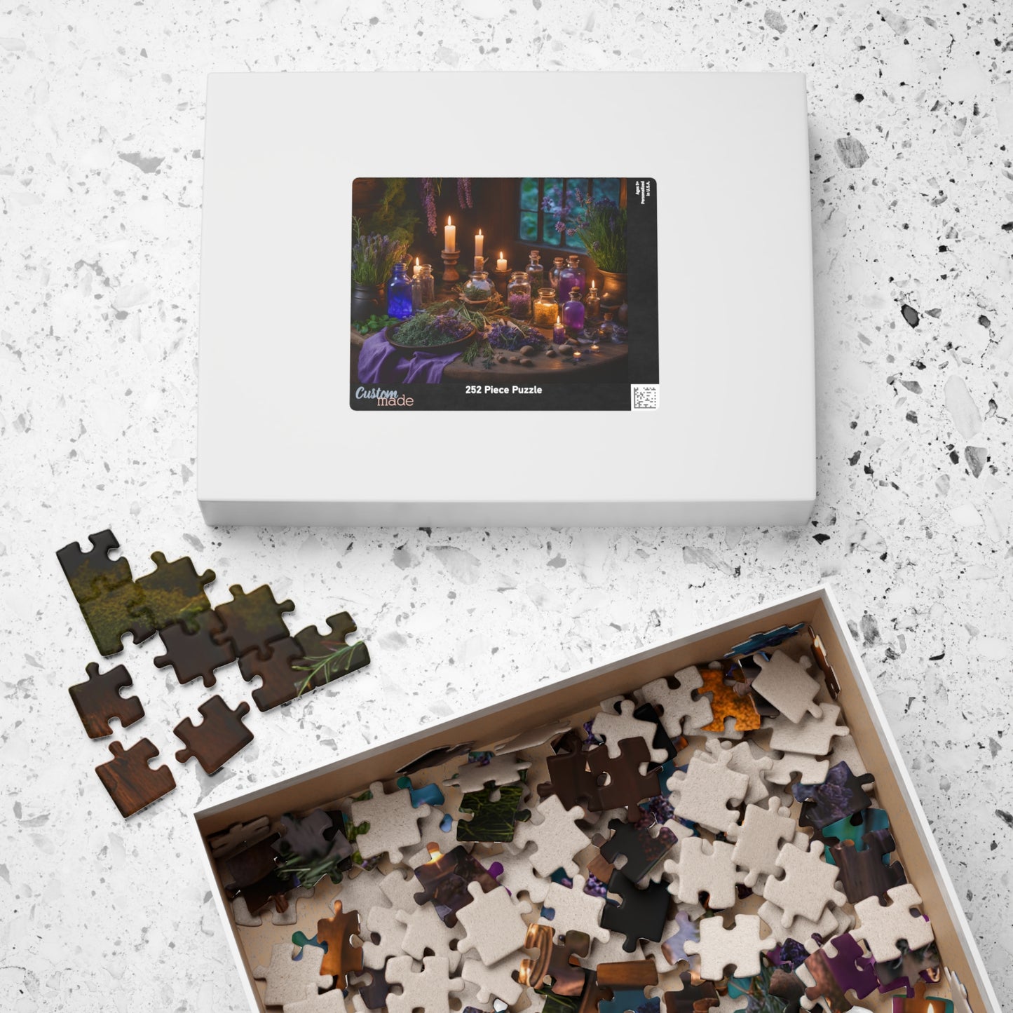 The Witchs Magic Puzzle (110, 252, 520, 1014-piece), Enchanted witchcraft jigsaw puzzle with potions, herbs, and candles