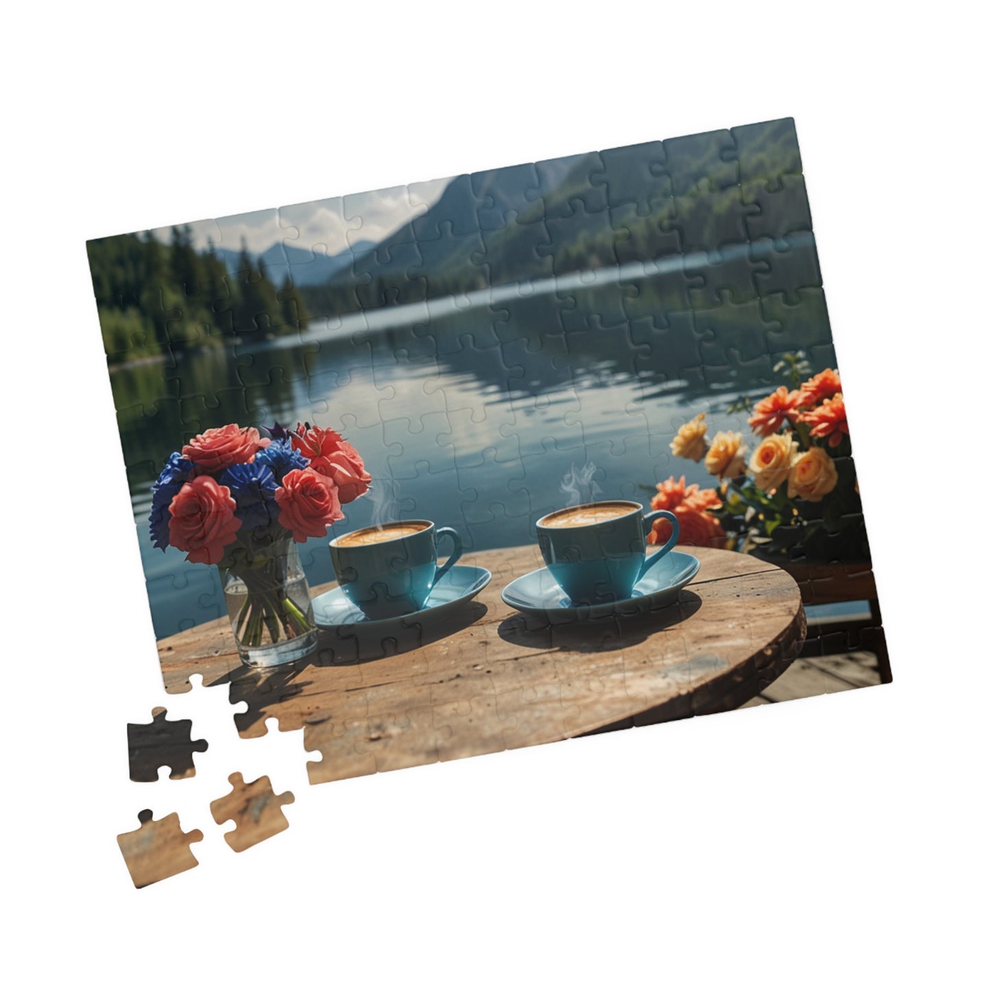 Serene Morning: Coffee Lake View Puzzle, 110-1014-piece Jigsaw, Nature Photography Gift, Relax & Unwind, Perfect for Home Decor