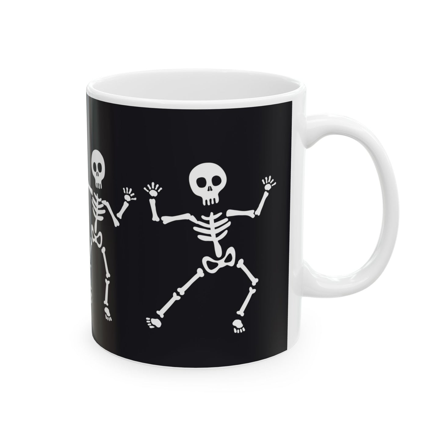 Skeleton Dance Ceramic Mug: Fun Halloween Gift, Coffee Cup, Party Decor, Spooky Season, 11 oz and 15 oz mugs
