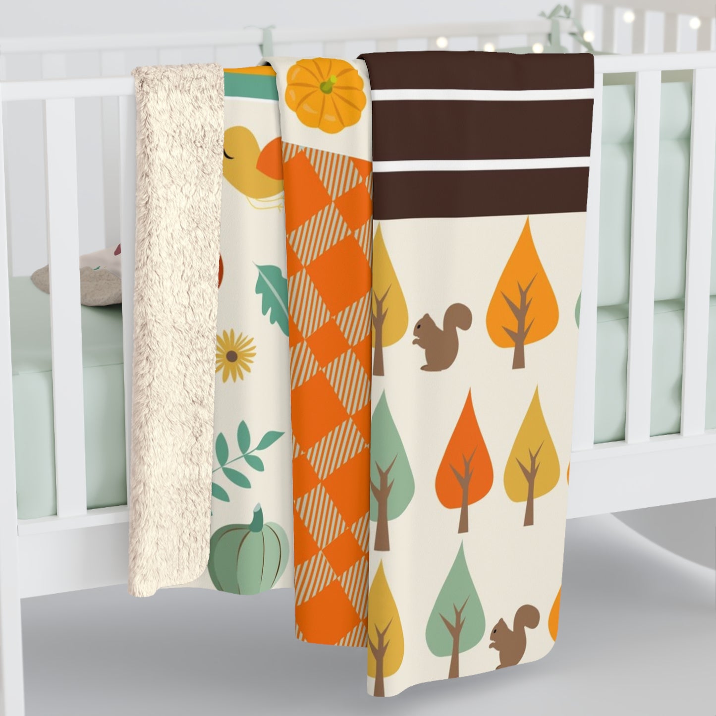 Cozy Autumn Sherpa Blanket | Pumpkin & Leaf Fleece Throw | Fall Decor Accent | Soft Plush Warm Blanket Gift | Jazz Nβ Coffee Puzzles