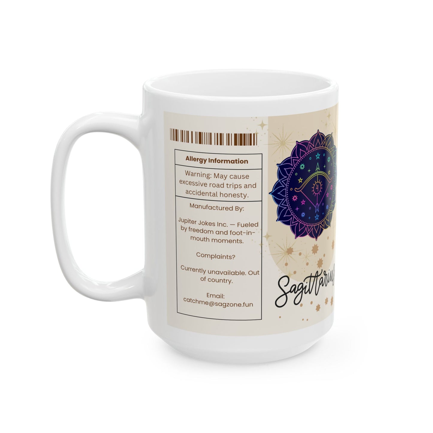 Sagittarius Nutrition Facts Mug, Funny Astrology Gift, Zodiac Ceramic Mug 11oz & 15oz, Birthday Gift for Sagittarius, Astrology Lover Gift