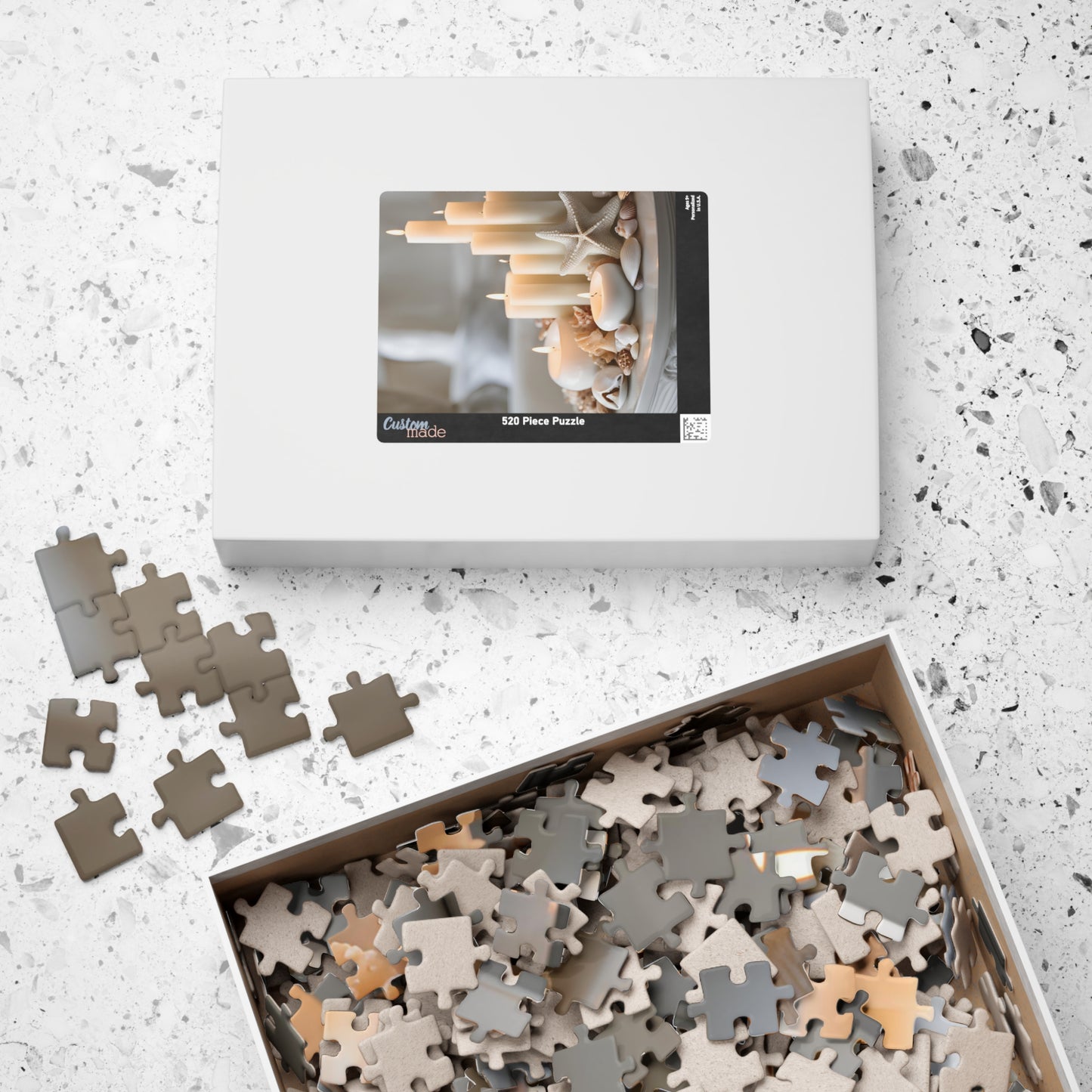 Coastal Elegance: Candles, Starfish & Seashells Puzzle, 110-1014 pieces, Relaxing Home Activity, Perfect Gift for Puzzle Lovers, Cozy Decor
