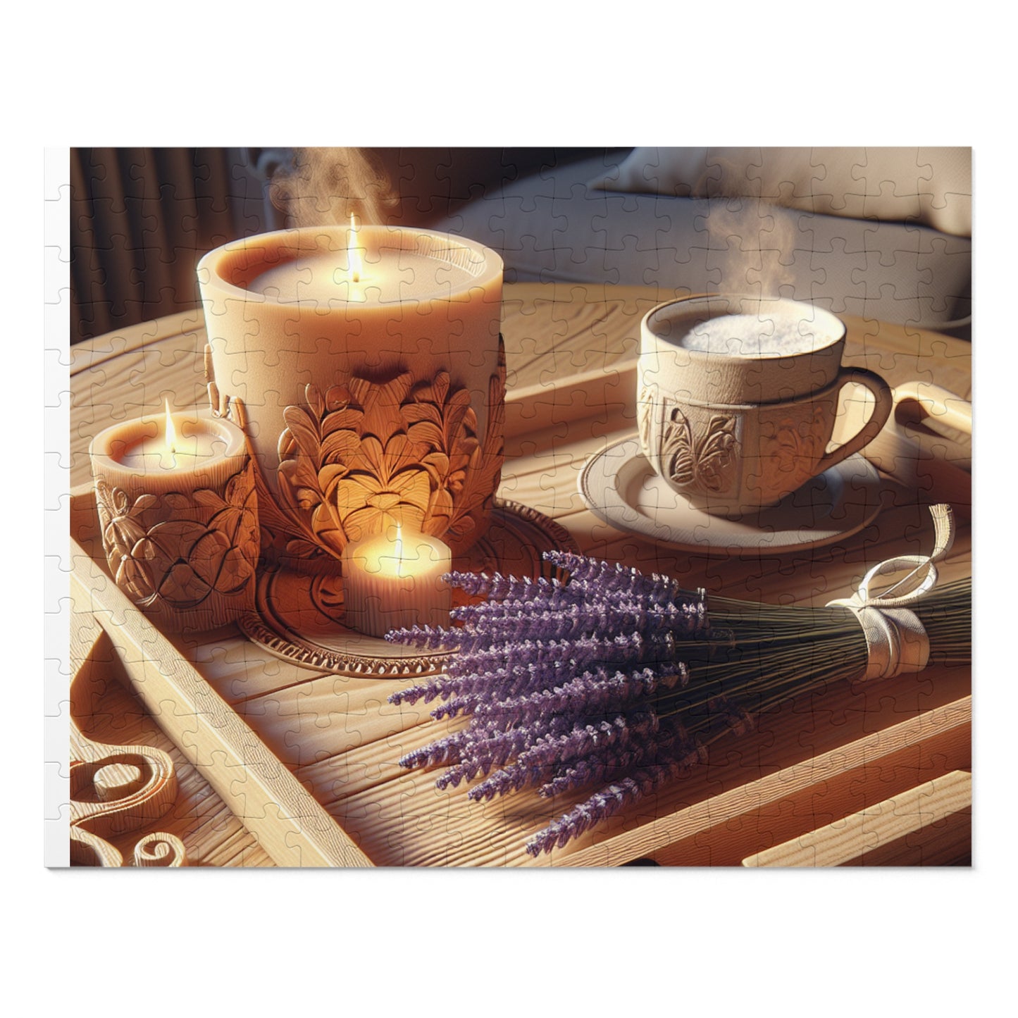 Morning Calm: Coffee, Lavender & Candlelight Puzzle with Tin