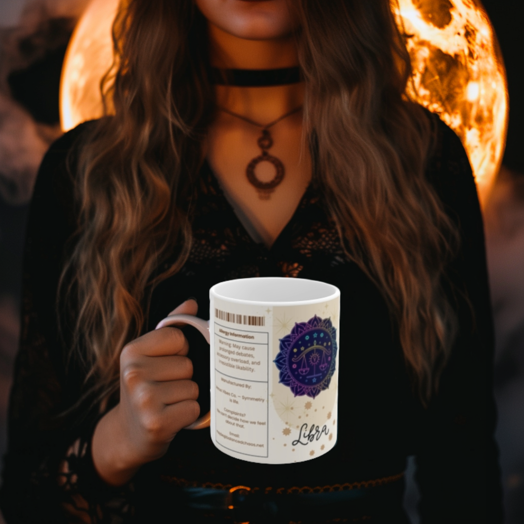 Libra Zodiac Ceramic Mug | Astrology Gift, Horoscope Mug, Spiritual Drinkware, Astrology Kitchen Decor, Personalized Birthday Gift