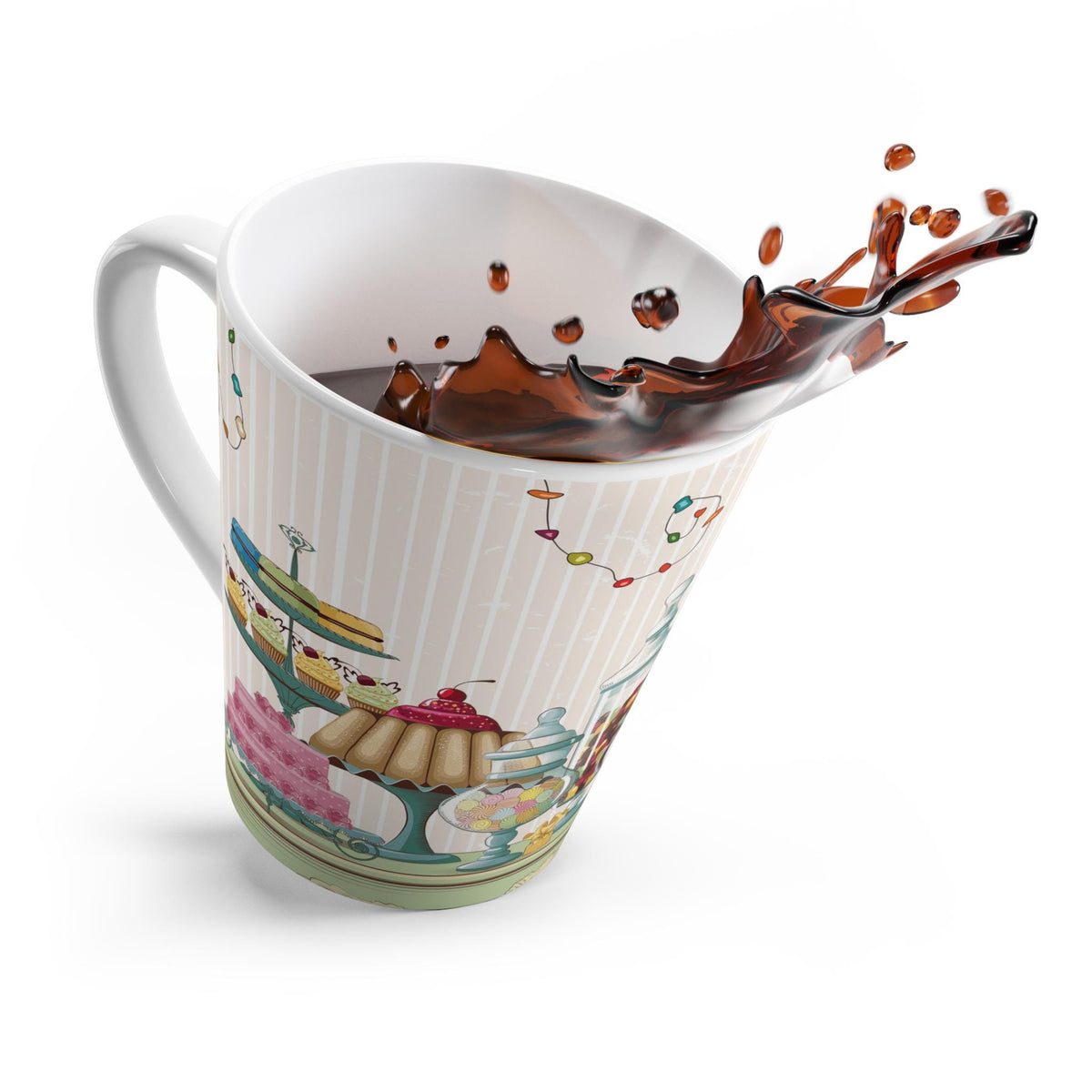 Dessert Cafe Latte Mug, 12 oz, Latte Mug, Coffee Mug, Tea Cup, Cappuccino Mug, Hot Beverage Mug, Gift for Coffee Lover,