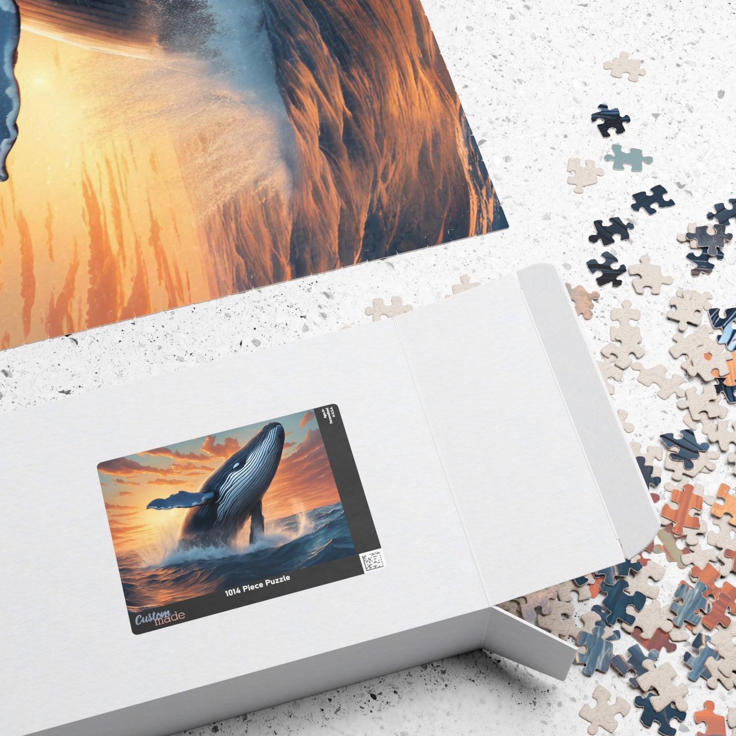 Humpback Whale Sunset Puzzle, 110/252/520/1014-piece, Nature Lover Gift, Family Activity, Ocean Art, Relaxation Game, Birthday Present