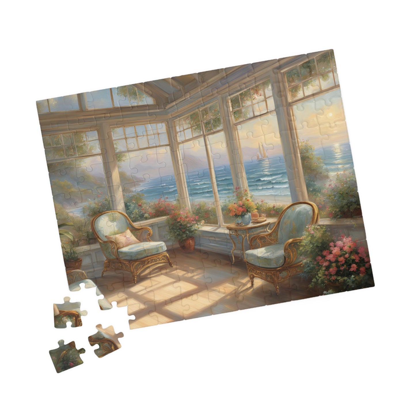 Coastal Sunroom Bliss: A Serene Seaside Escape Puzzle (110, 252, 520, 1014-piece)
