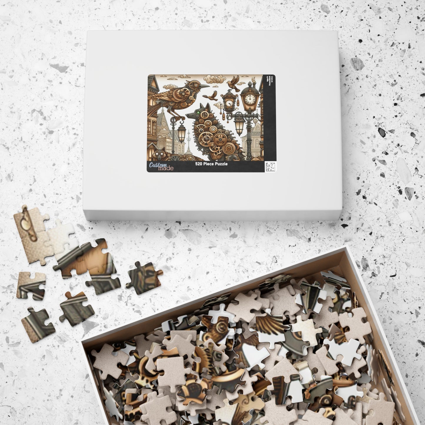 Steampunk Bird and Wolf Puzzle | Unique 110, 252, 520 & 1014-Piece Jigsaw