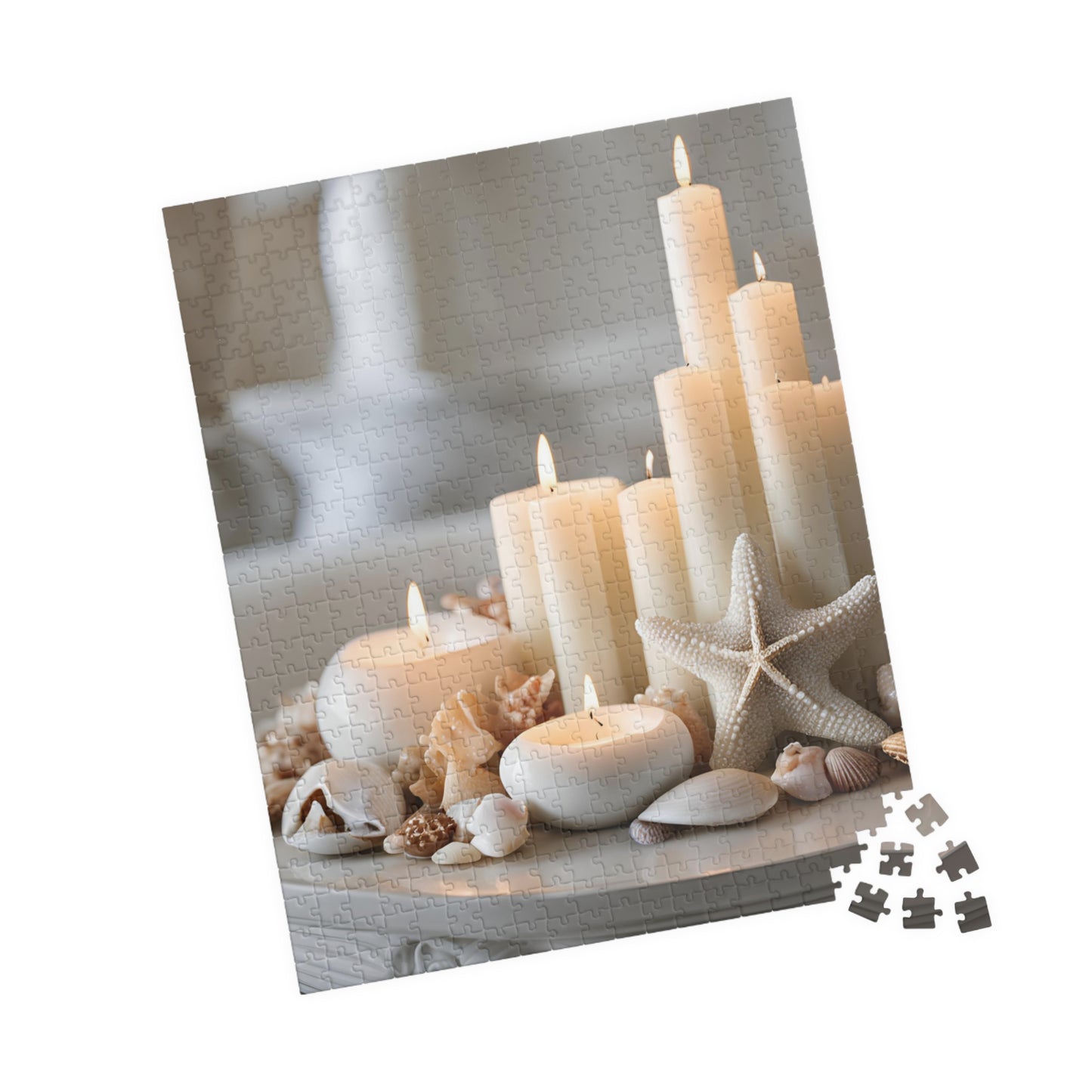 Coastal Elegance: Candles, Starfish & Seashells Puzzle, 110-1014 pieces, Relaxing Home Activity, Perfect Gift for Puzzle Lovers, Cozy Decor