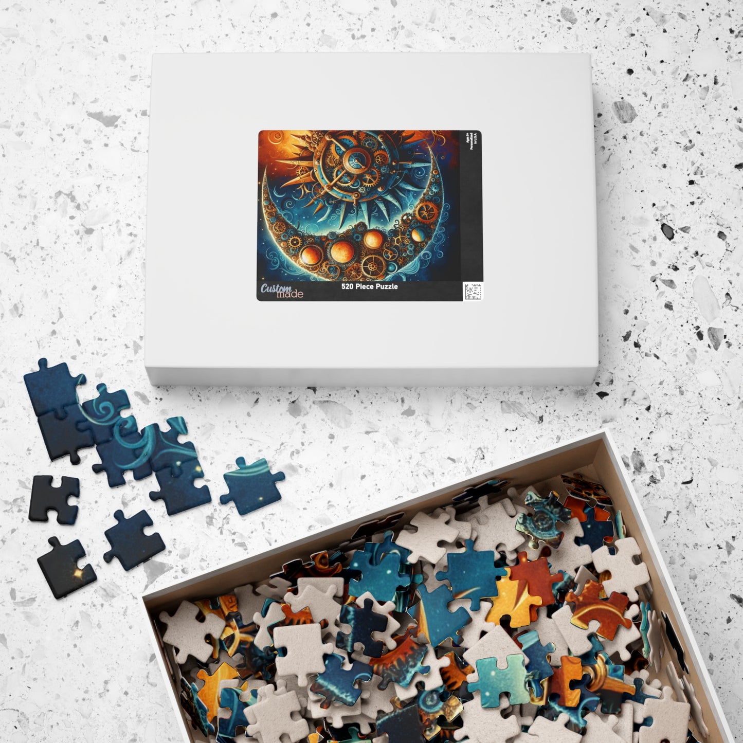 Steampunk Sun and Moon Puzzle - Unique 110, 252, 520, 1014-piece Jigsaw for Relaxation, Home Decor, Gifts
