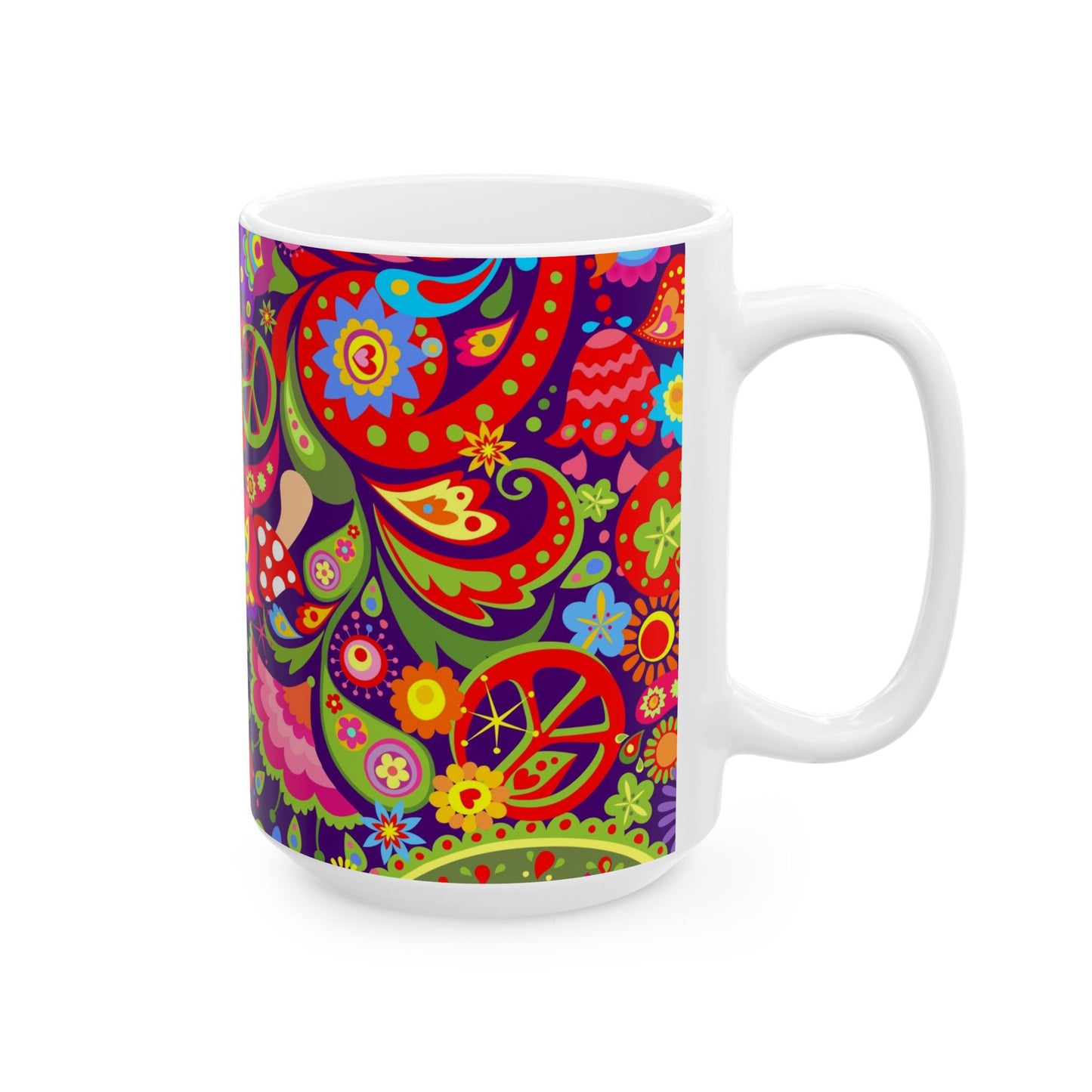 Colorful Peace-Themed Ceramic Mug