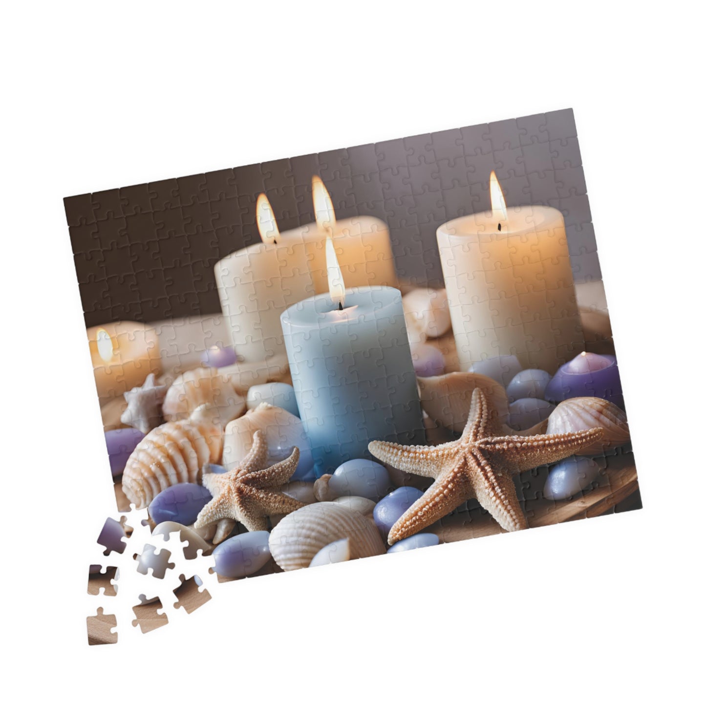 Coastal Charm: Seashell & Candle Serenity Puzzle (110, 252, 520, 1014-piece)
