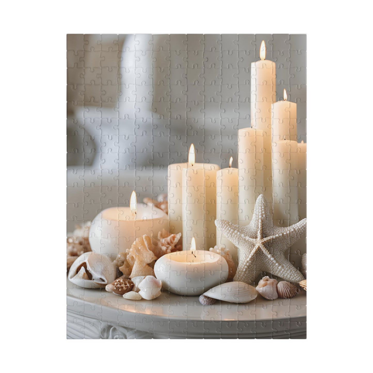 Coastal Elegance: Candles, Starfish & Seashells Puzzle, 110-1014 pieces, Relaxing Home Activity, Perfect Gift for Puzzle Lovers, Cozy Decor