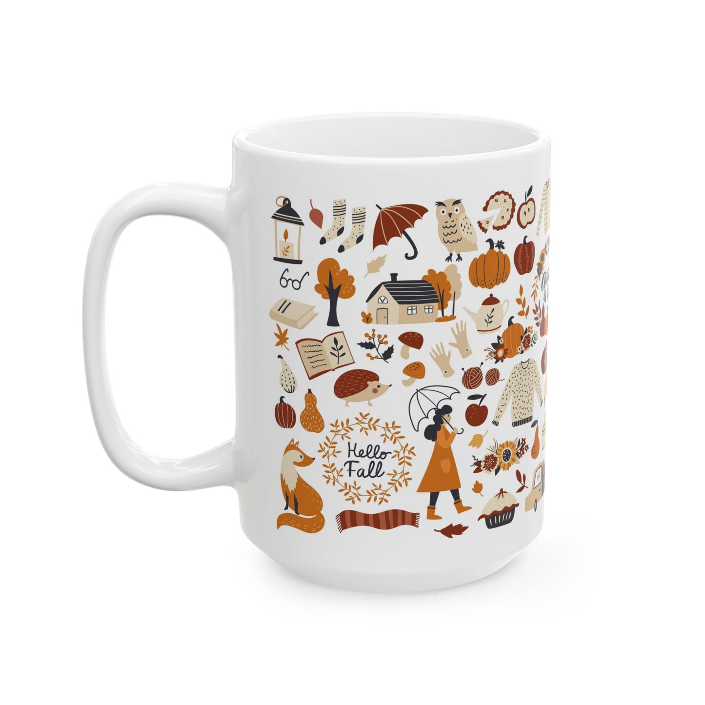 Cozy Autumn Ceramic Mug, Fall Coffee Cup, Pumpkin Spice Gift, Seasonal Kitchen Decor, Cute Fox Design, Perfect For Fall Celebrations