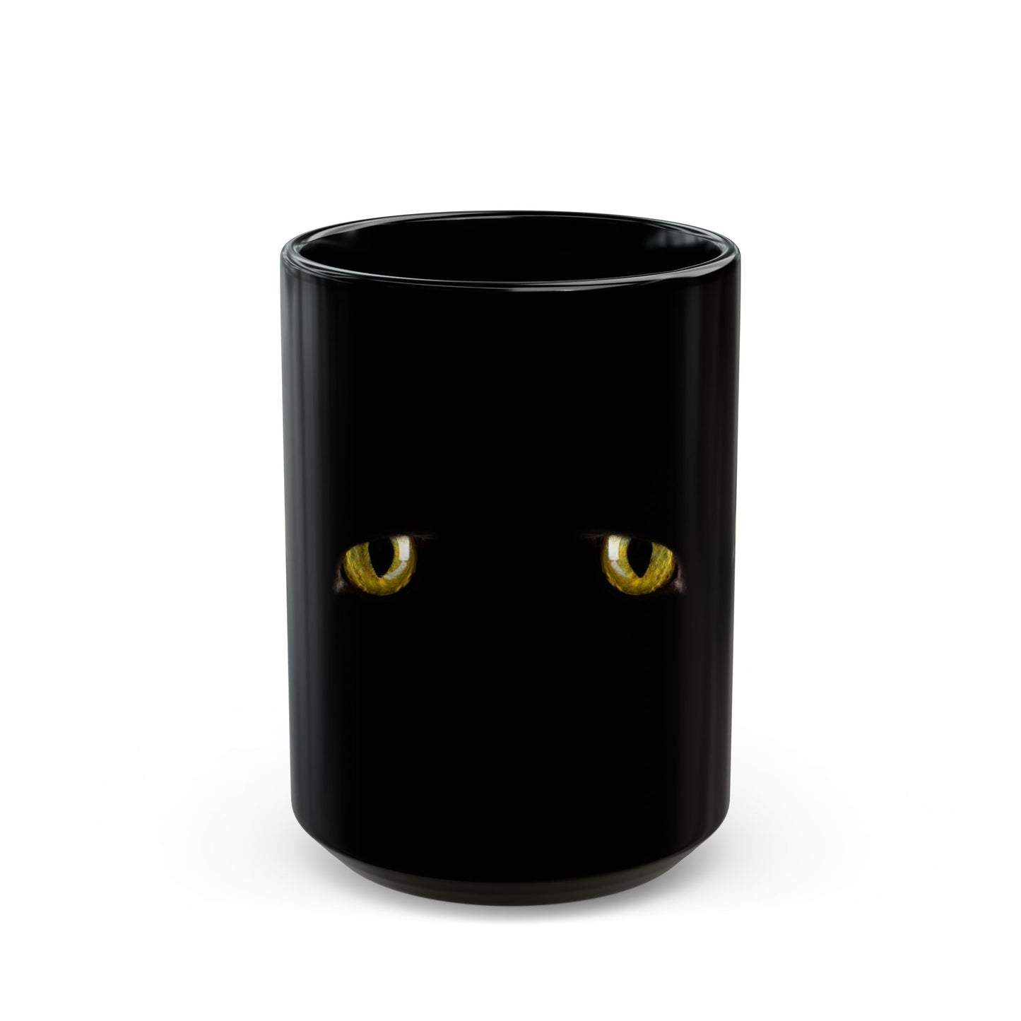 Yellow Cat Eyes Black Mug, Halloween Coffee & Tea Mug, Black Mug 11 oz and 15 oz, Perfect gift for Cat Lovers