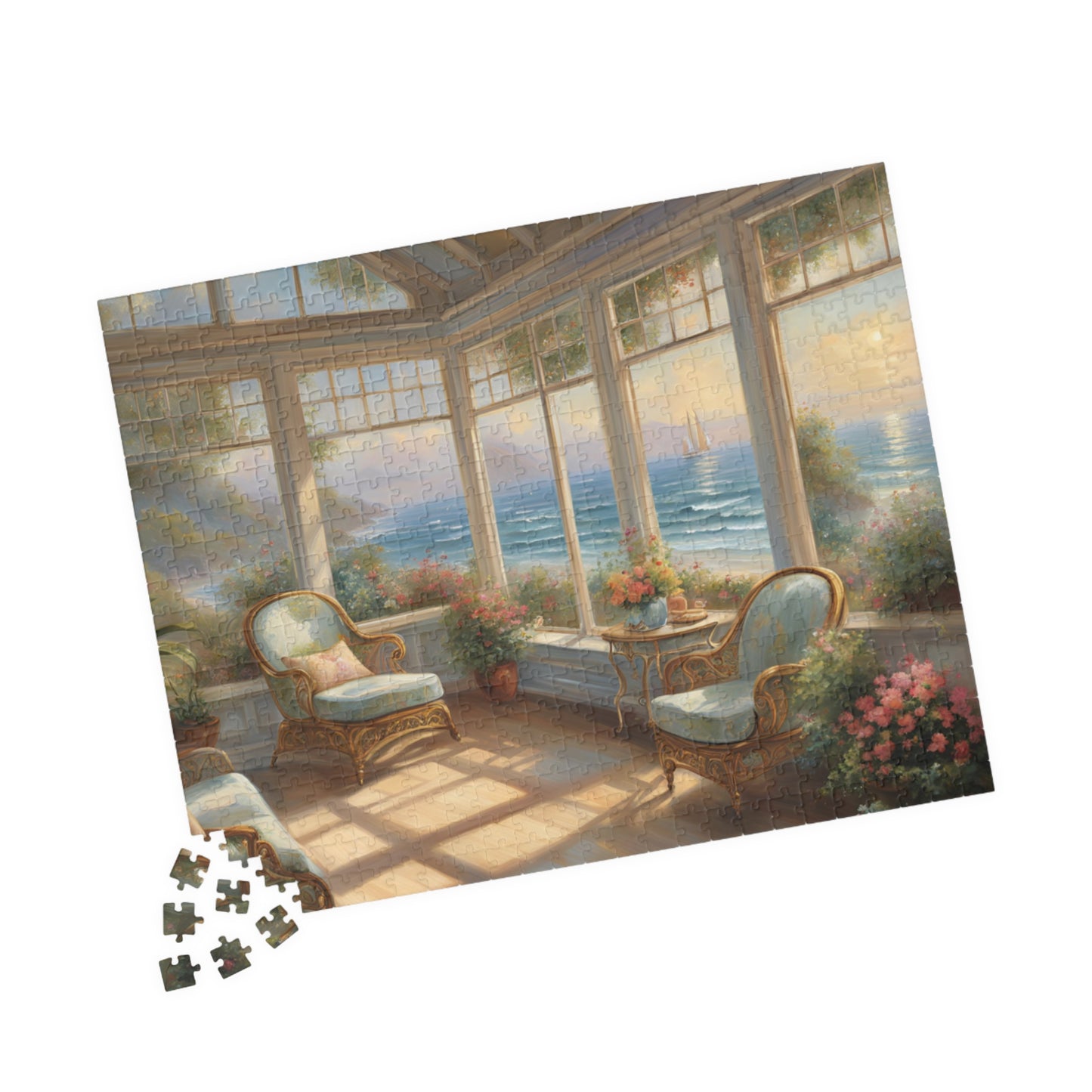 Coastal Sunroom Bliss: A Serene Seaside Escape Puzzle (110, 252, 520, 1014-piece)