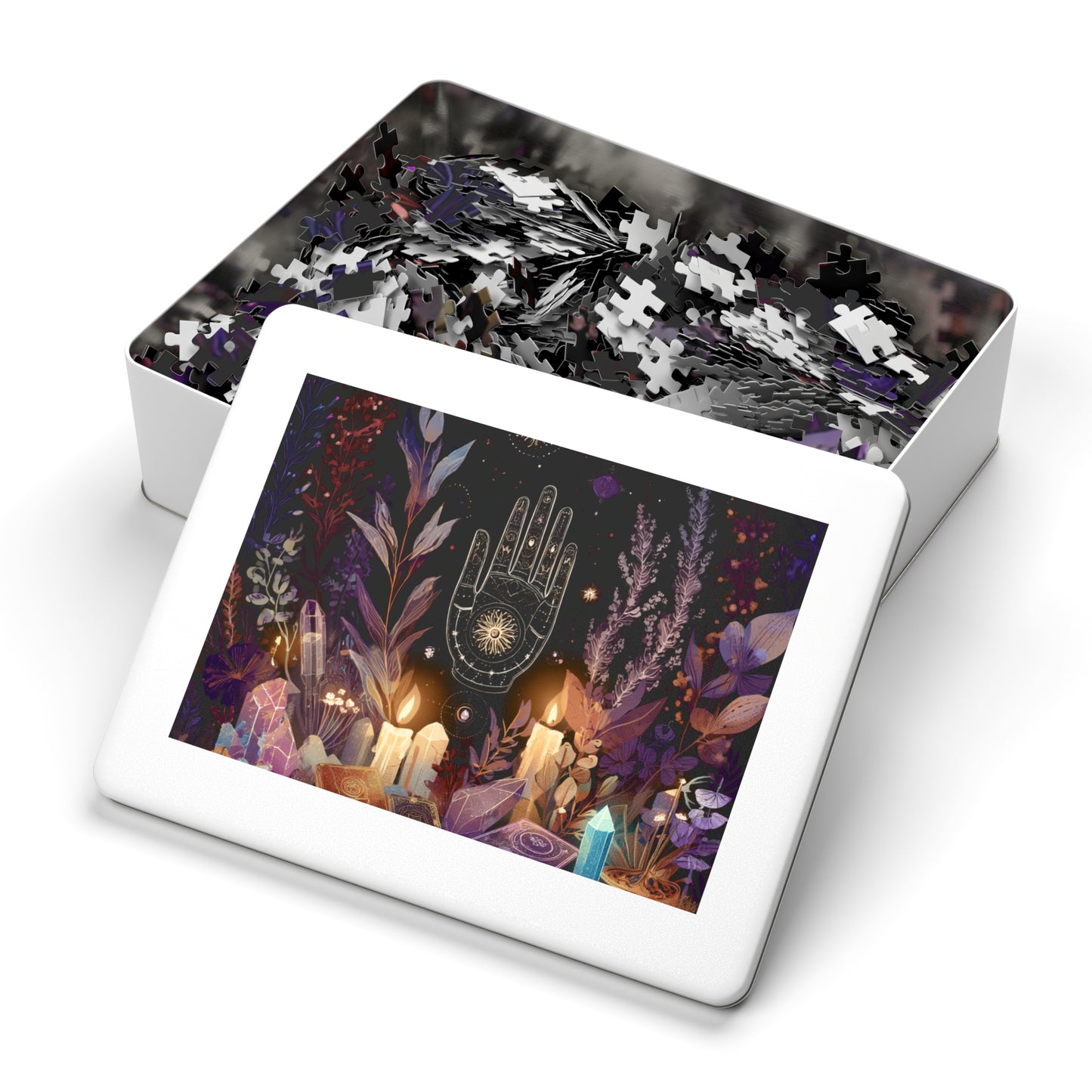 Celestial Secrets Puzzle, Astrology, Palm Reading & Crystal Magic Jigsaw Puzzle in a tin, Astrology gift, Mystical Gift