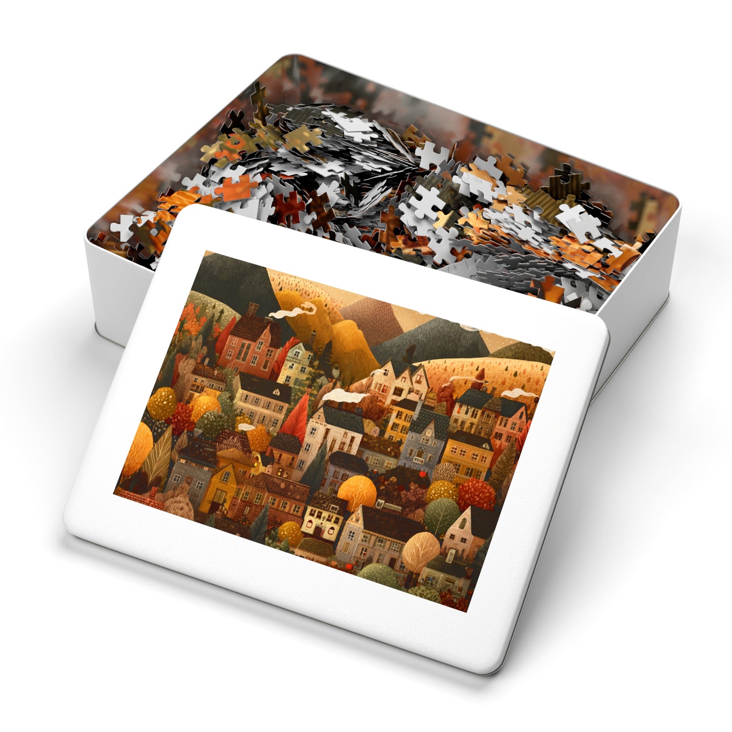 Amber Peak Village Puzzle | Tranquil Autumn Mountain Scene | Cozy Fall Jigsaw Gift | Jazz Nβ Coffee Puzzles