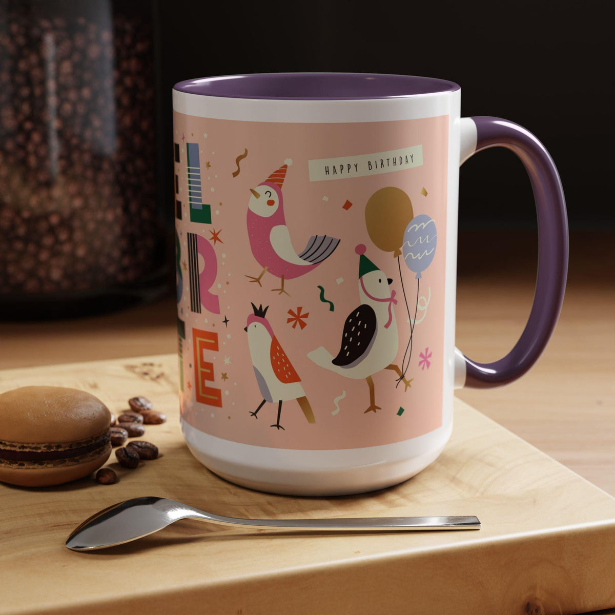 Birthday Celebration Mug, Fun Coffee Cup, Party Gift, Colorful Accent Mugs, Happy Birthday Accessory, Cheerful Drinkware