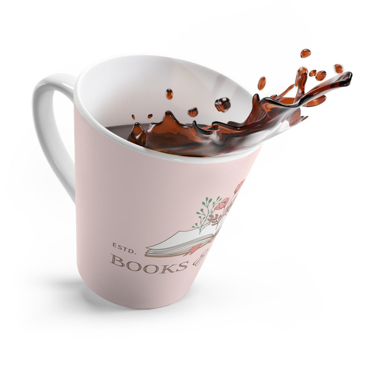 Charming Latte Mug for Book Lovers, Floral Coffee Cup, Perfect Gift for Readers, Cozy Decor, Tea Drinkware, Home & Office