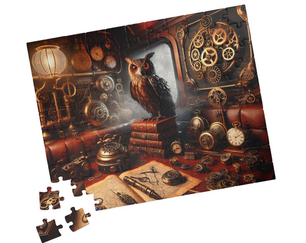 Steampunk Owl Puzzle - Unique Gift, Home Decor, Brain Teaser, Family Fun, Art Collectible