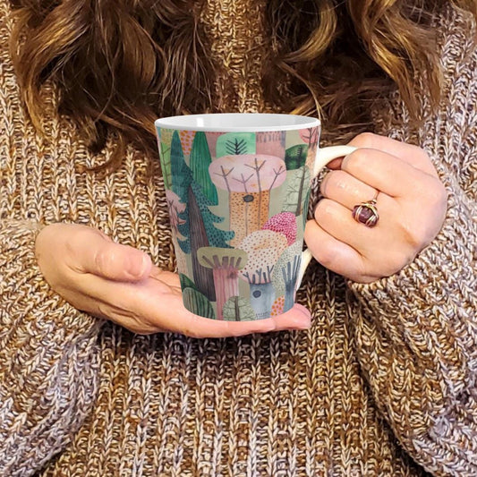 Whimsical Forest Fox Latte Mug , Cozy Coffee Cup, Nature-Inspired Drinkware, Gift for Nature Lovers, Gift for Tea and Coffee Lovers