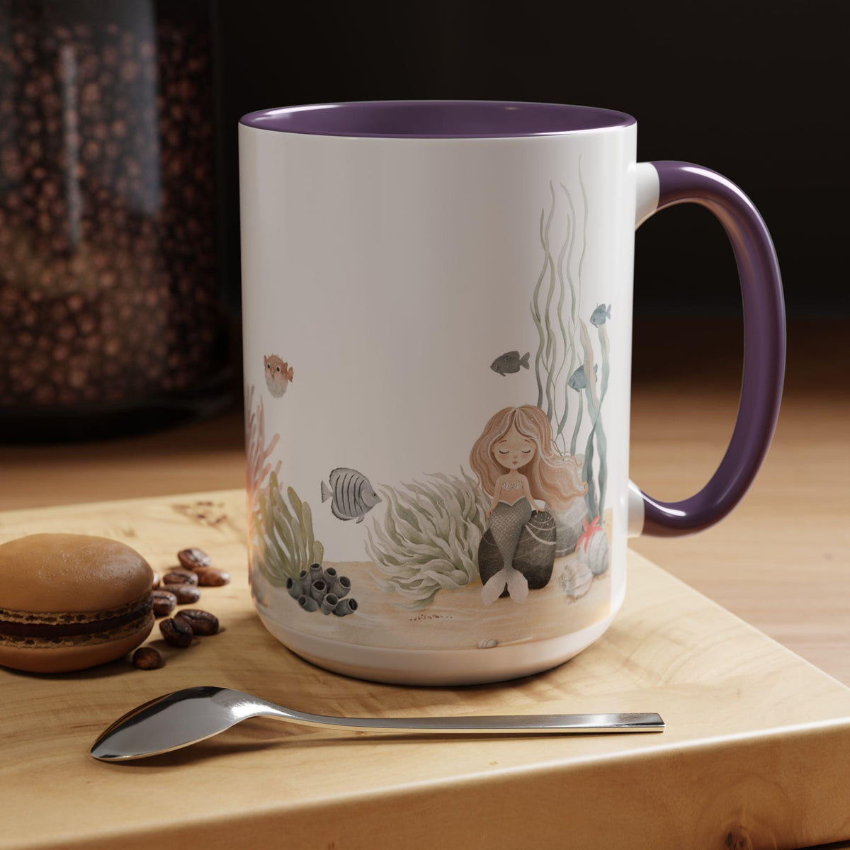 Mermaid-Themed Accent Coffee Mug, Ocean Decor, Underwater Fantasy Gift, Sea Creature Lover, Unique Kitchenware, Beach House Mug
