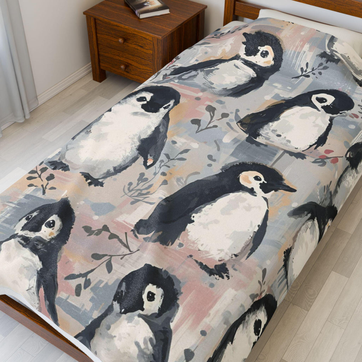 Whimsical Penguin Velveteen Plush Blanket | Adorable Winter Throw | Cozy Soft Blanket Gift | Cute Penguin Decor | Warm Plush Fleece Blanket