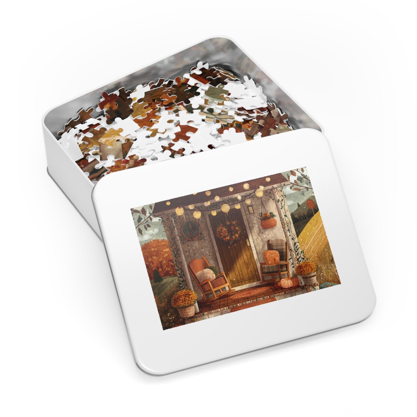 Pumpkin Hollow Porch Puzzle | Rustic Fall Countryside Scene | Cozy Autumn Jigsaw Gift | Jazz N’ Coffee Puzzles