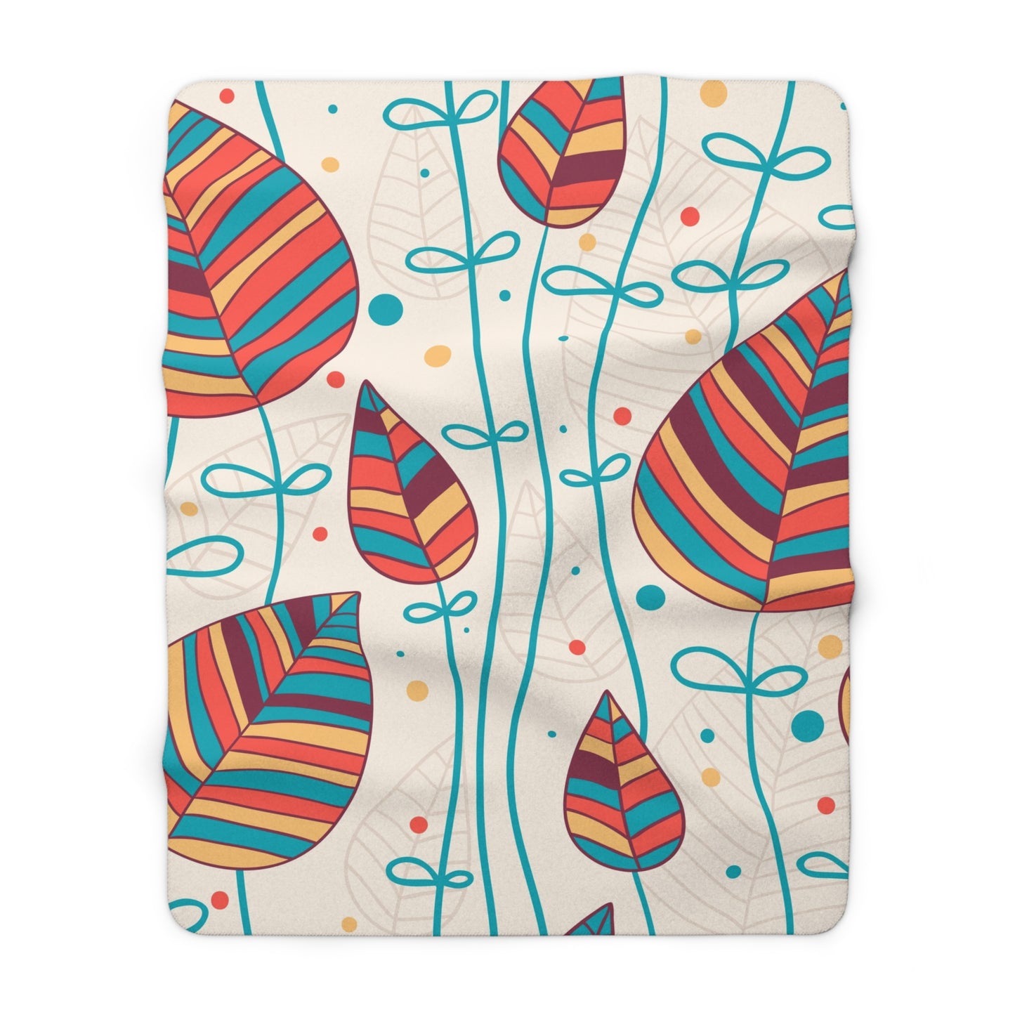 Colorful Leaf Sherpa Blanket | Cozy Fall Throw | Soft Plush Fleece | Warm Autumn Home Decor Gift | Jazz N’ Coffee Puzzles