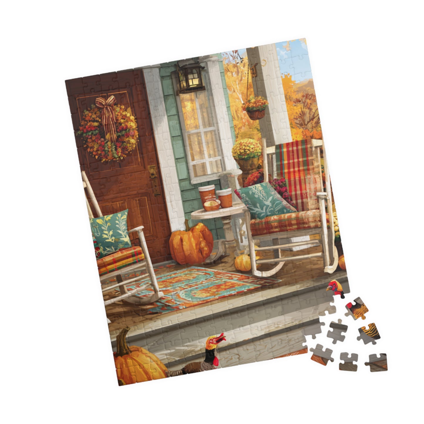 Cozy Autumn Porch Scene Jigsaw Puzzle — Fall Decor Puzzle (110/252/520/1014 pcs)