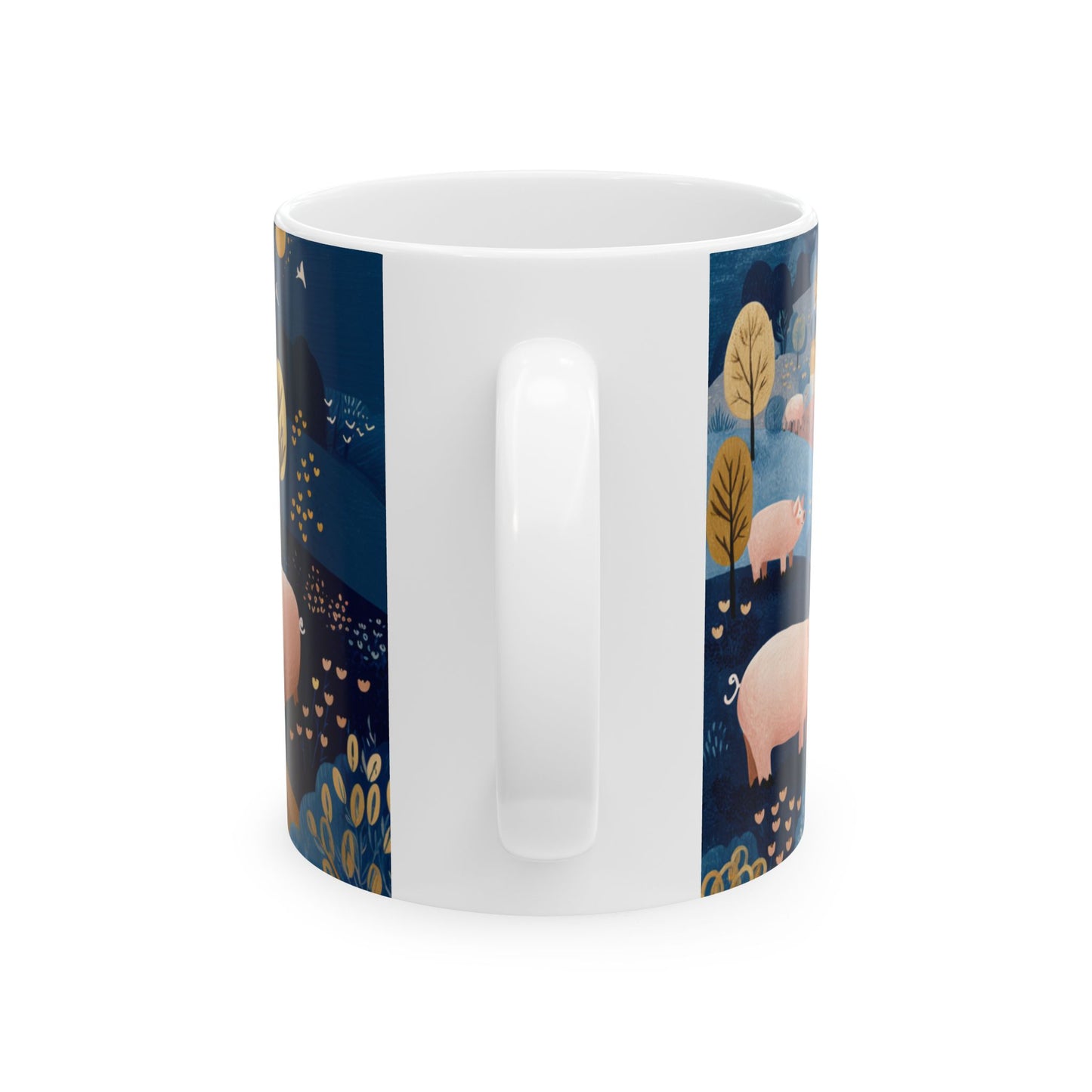 Whimsical Pig Design Ceramic Mug - 11oz & 15oz Options, Cute Farmhouse Decor, Perfect Gift for Animal Lovers, Cozy Coffee Breaks