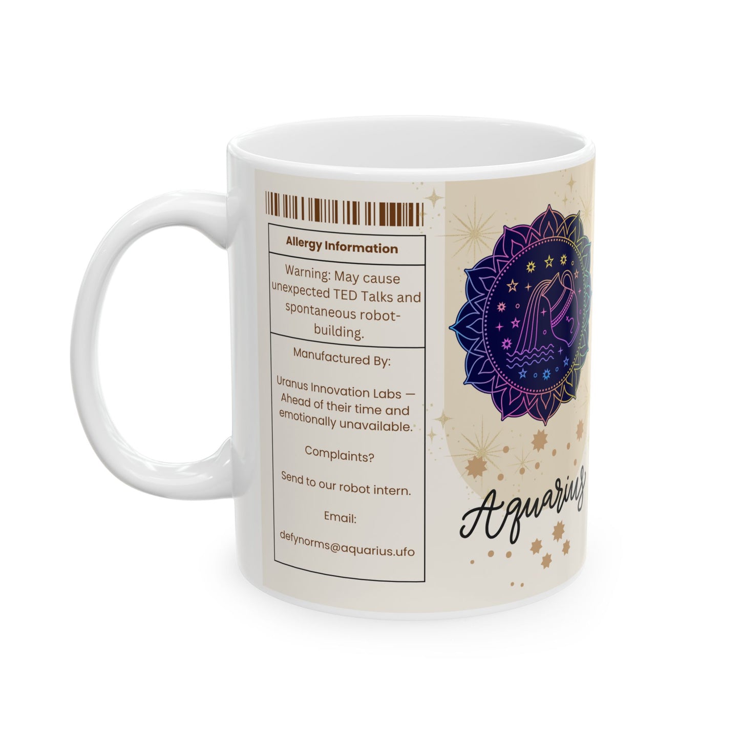 Aquarius Nutrition Facts Mug, Funny Astrology Gift, Horoscope Coffee Cup, 11oz, 15oz Mug, Aquarius Birthday Gift
