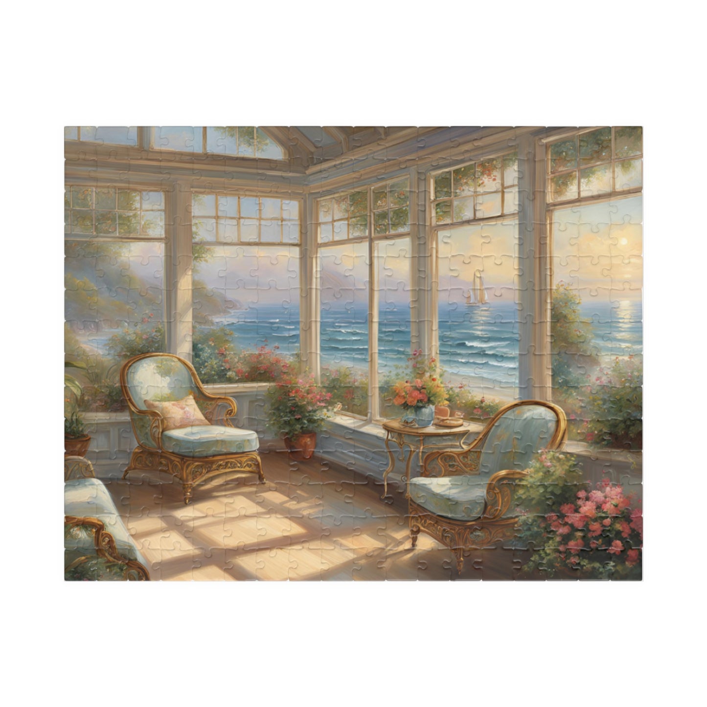 Coastal Sunroom Bliss: A Serene Seaside Escape Puzzle (110, 252, 520, 1014-piece)