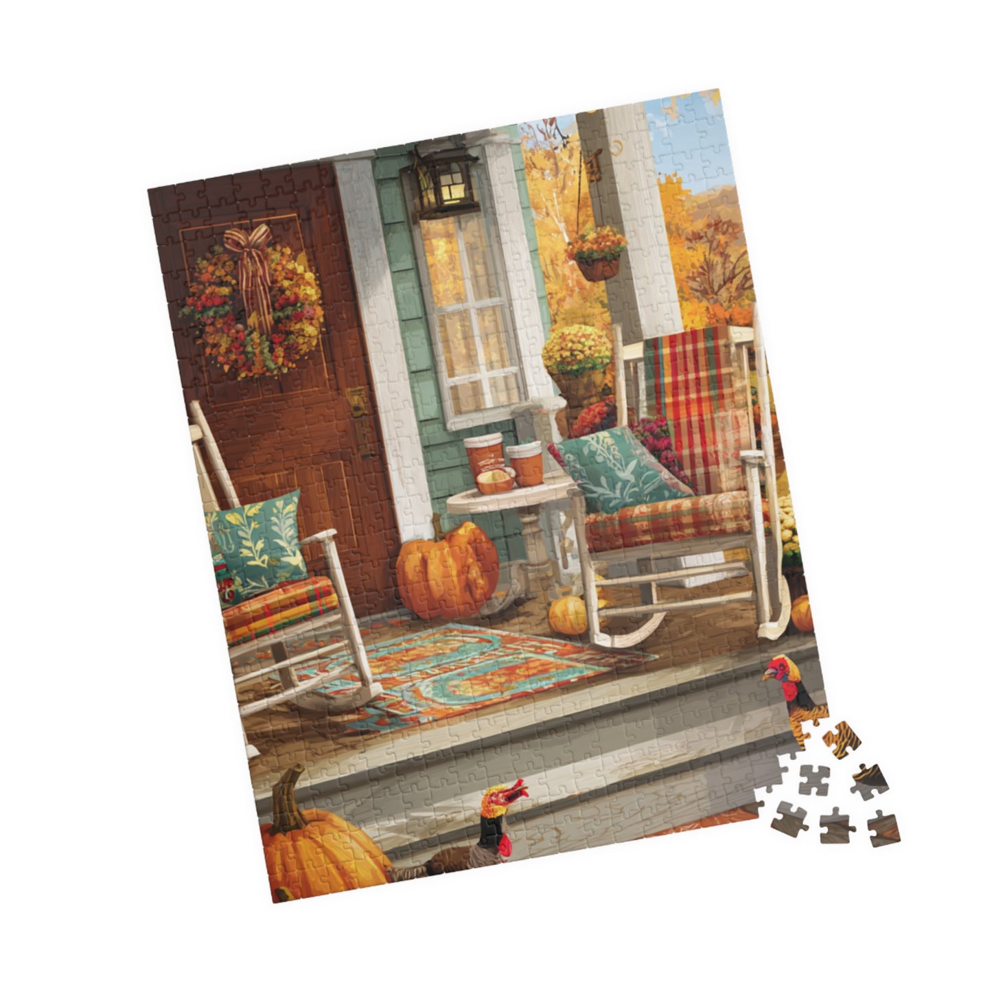 Cozy Autumn Porch Scene Jigsaw Puzzle — Fall Decor Puzzle (110/252/520/1014 pcs)