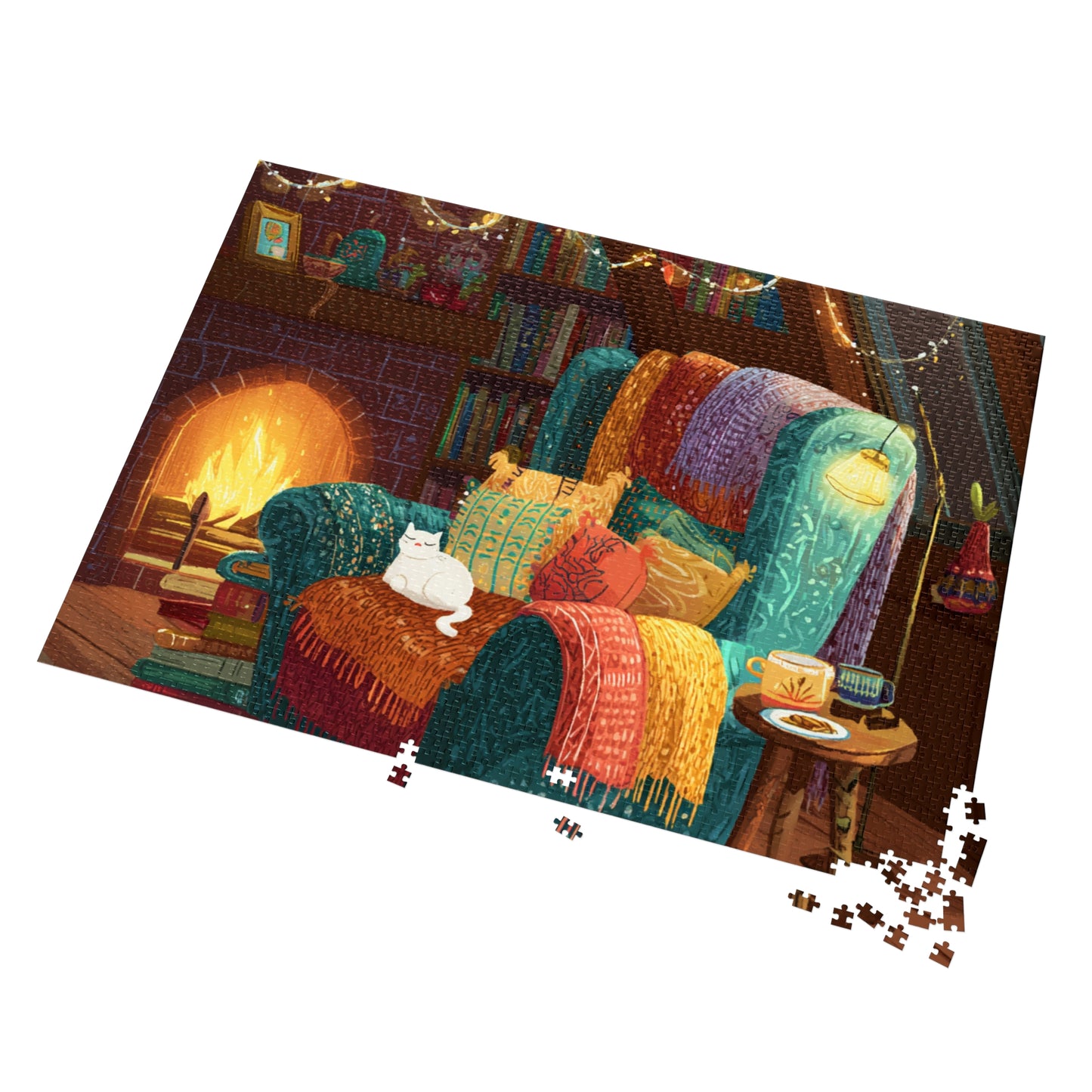 Cozy Cat Jigsaw Puzzle with Tin, Fun Family Activity, Cat Lovers Gift, Home Decor, Relaxing Indoor Game, Perfect for Holidays