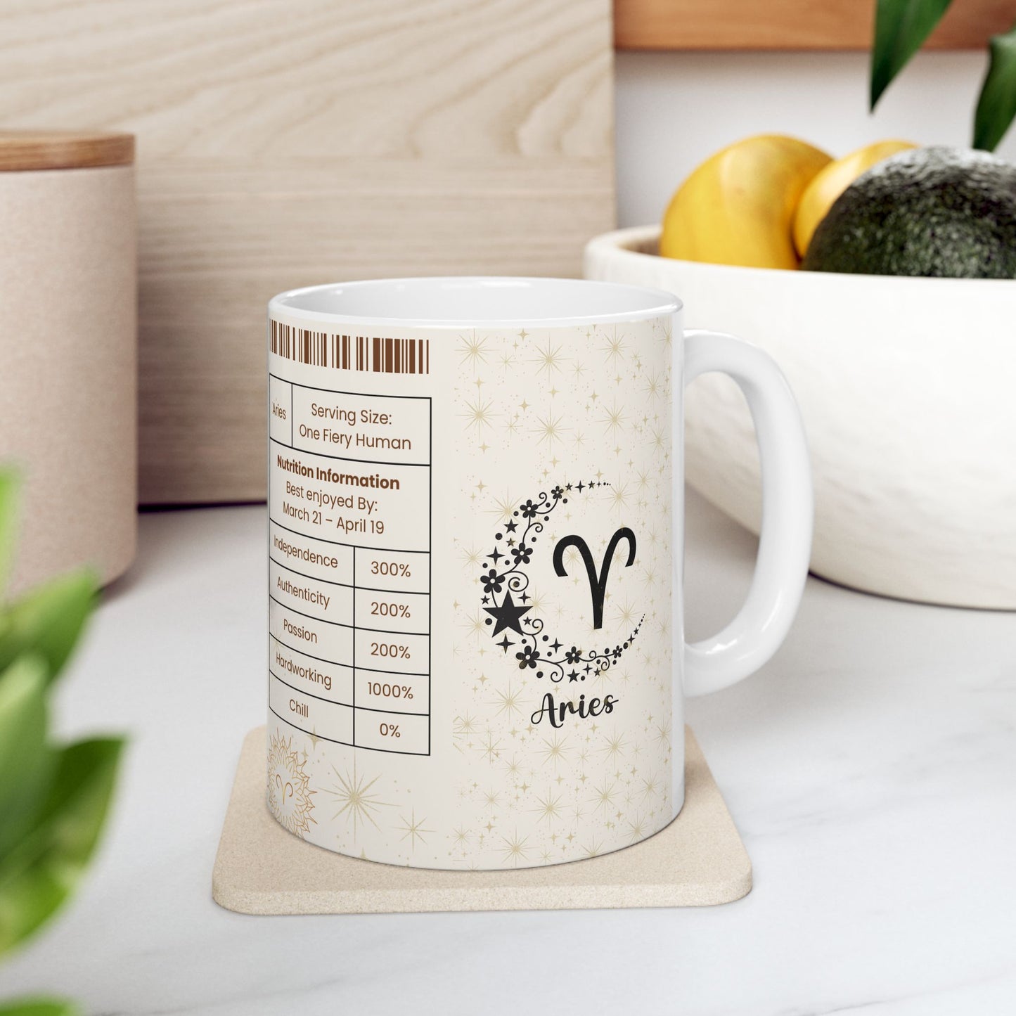 Aries Nutrition Facts Mug, Funny Astrology Gift for Aries Lovers, Horoscope Coffee Cup, Aries Birthday Gift, 11oz 15oz Mugs