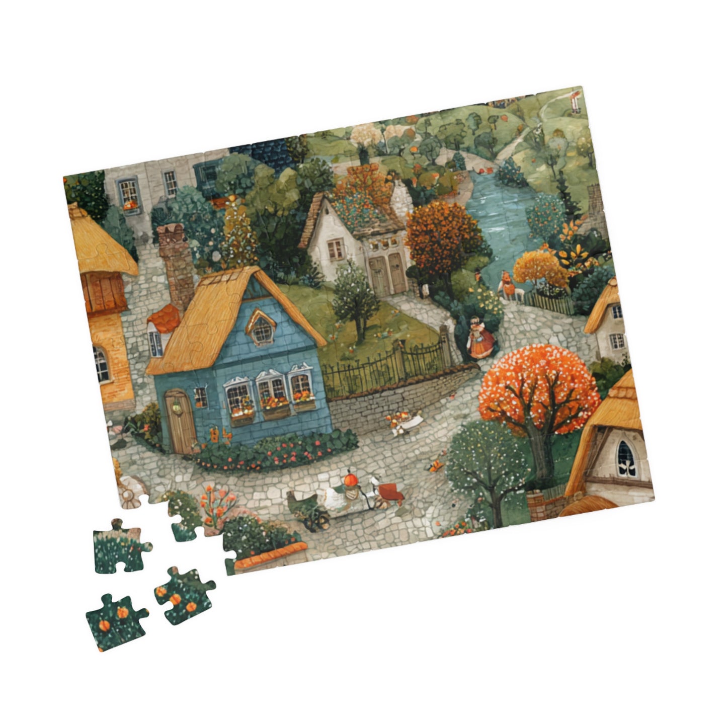 Cozy Village Countryside Jigsaw Puzzle — Autumn Scenic 110/252/520/1014 pc