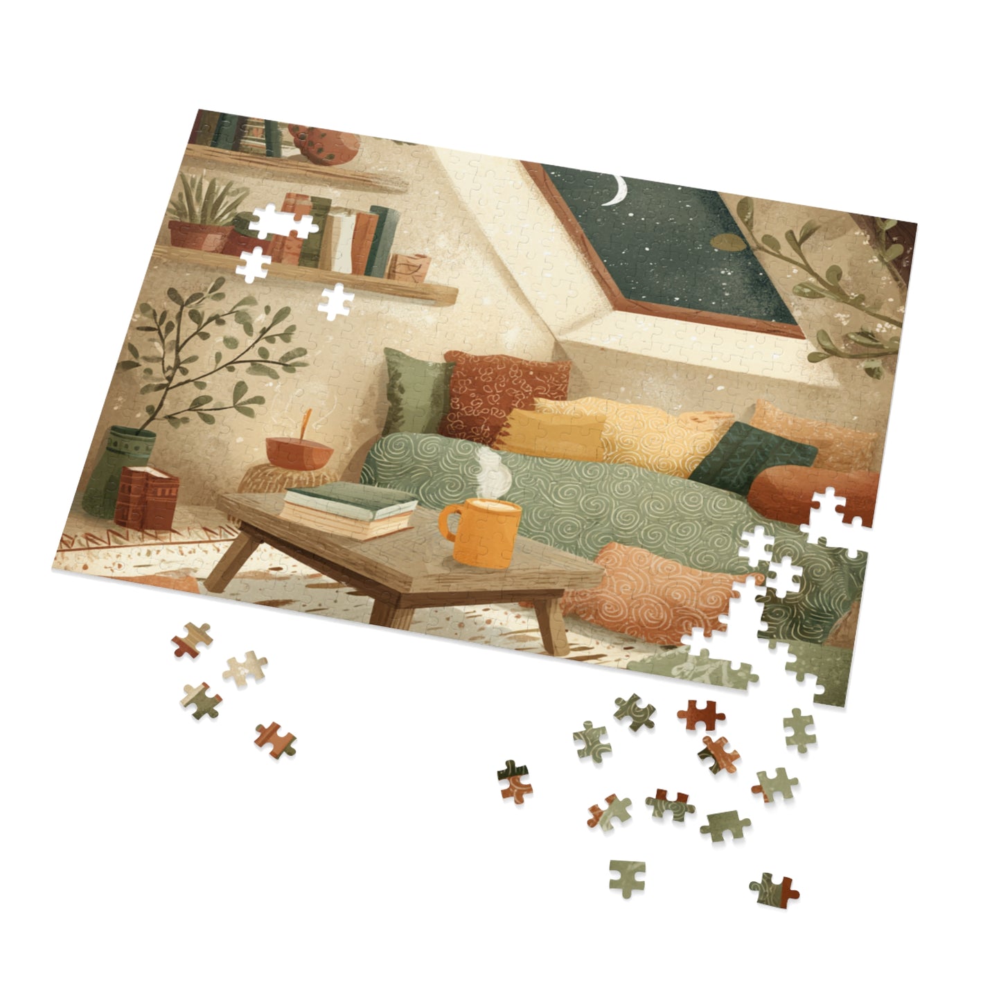 Cozy Night In Jigsaw Puzzle with Tin — 500‑Piece Reading Nook Puzzle