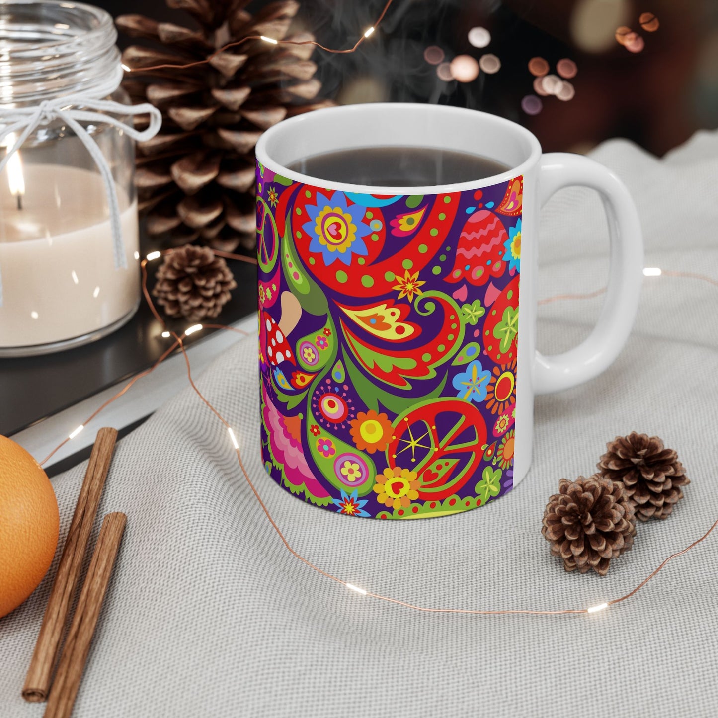 Colorful Peace-Themed Ceramic Mug