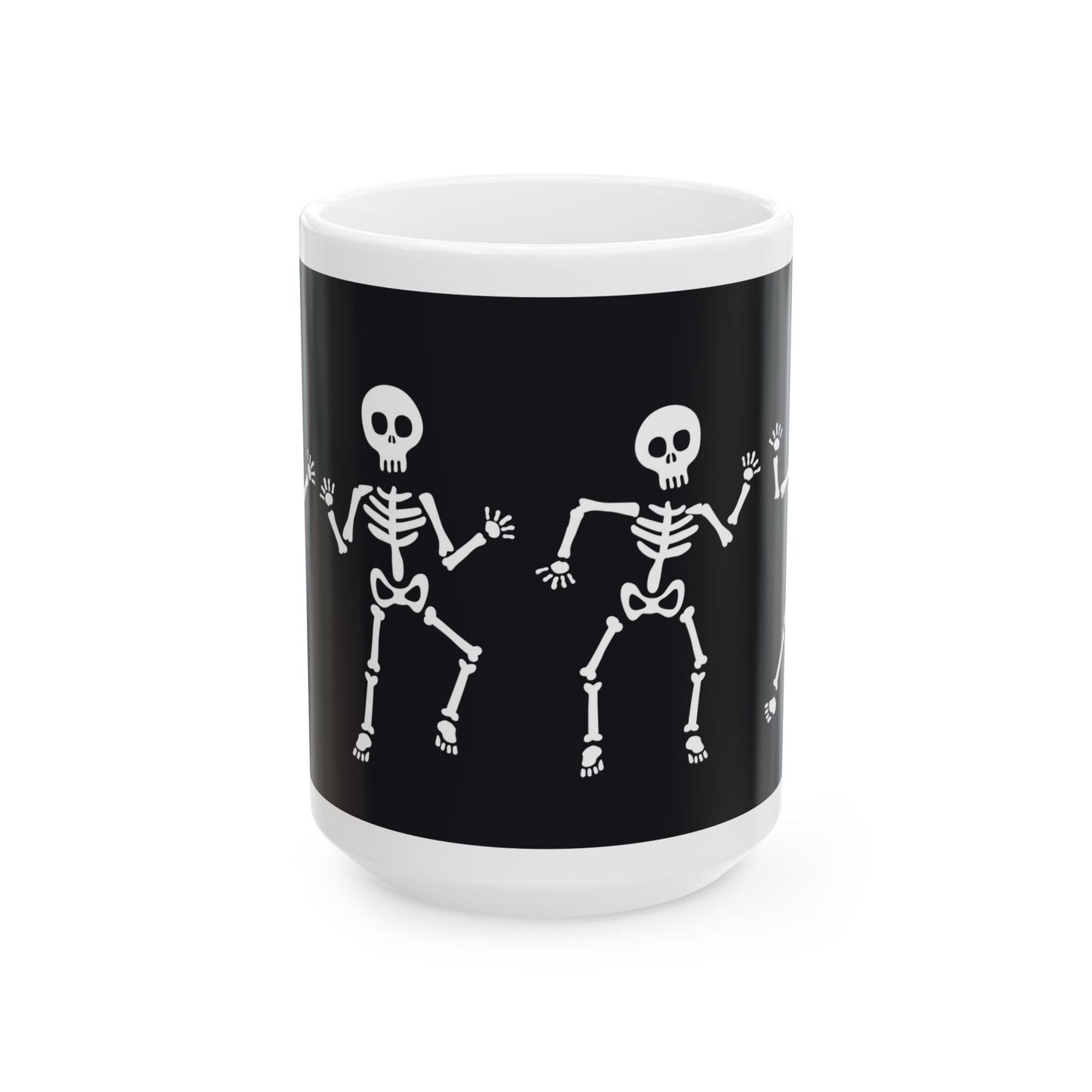Skeleton Dance Ceramic Mug: Fun Halloween Gift, Coffee Cup, Party Decor, Spooky Season, 11 oz and 15 oz mugs